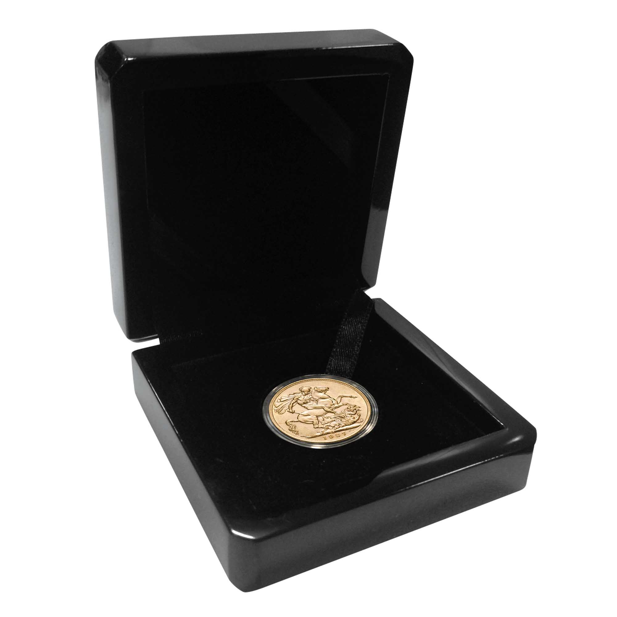 3 25Z03AAA 1927 King George V South African Mint Gold Sovereign InCase