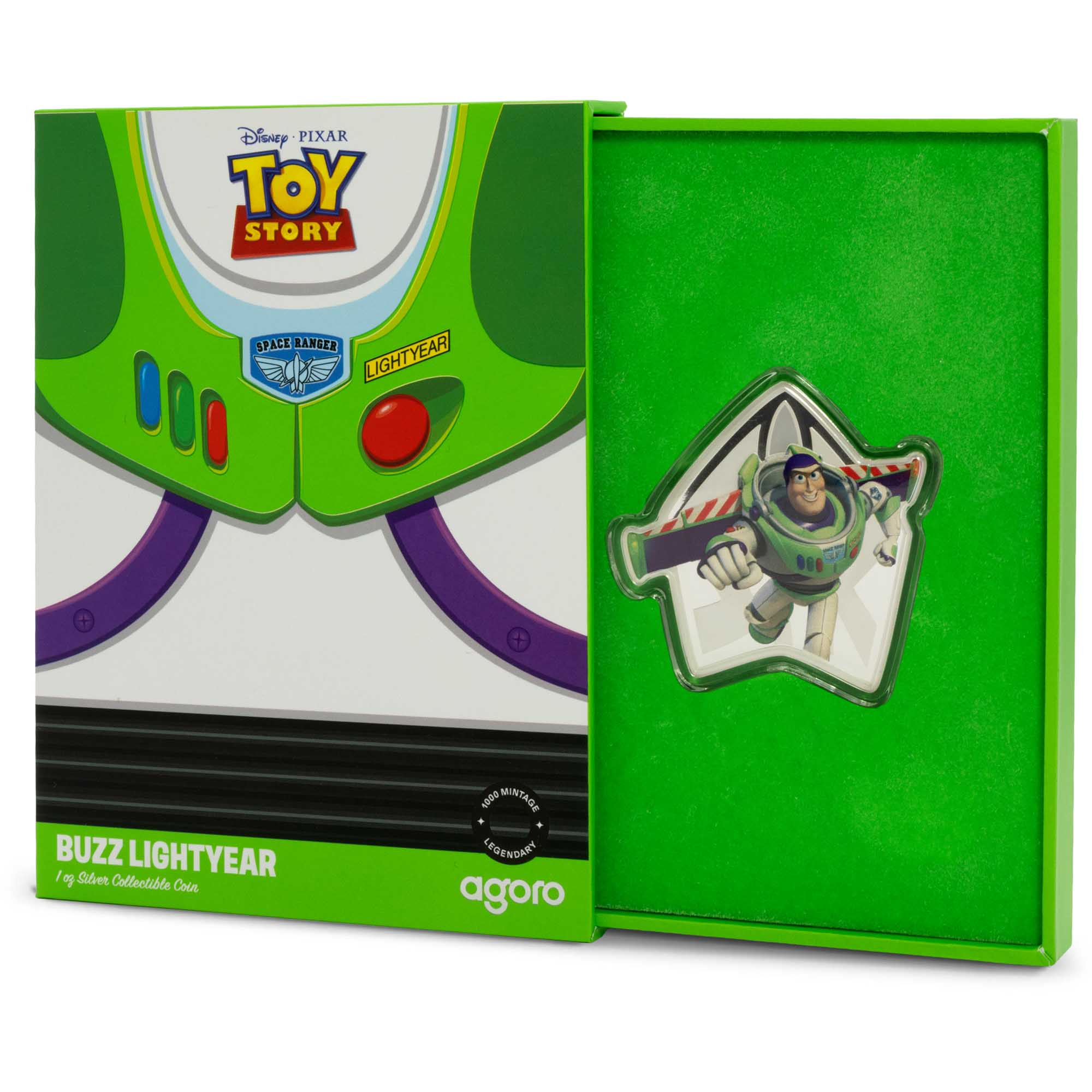 4 25Z04DAA Toy Story 30th Anniversary Buzz Lightyear 2025 1oz Silver Proof Coloured Coin InCase