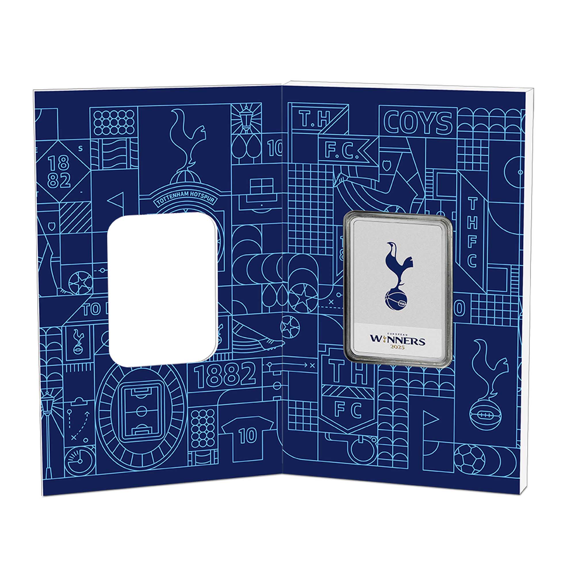 4 25Z05AAA Tottenham Hotspur Europa League Winners 2025 1oz Silver Coloured Bar InCaseOpen