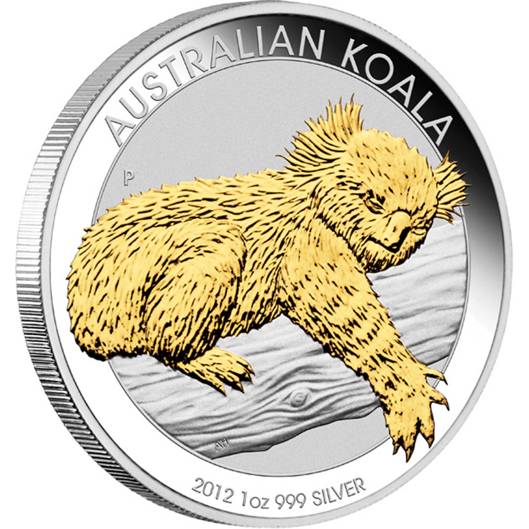 01 Koala 2012 Gilded Coin Reverse