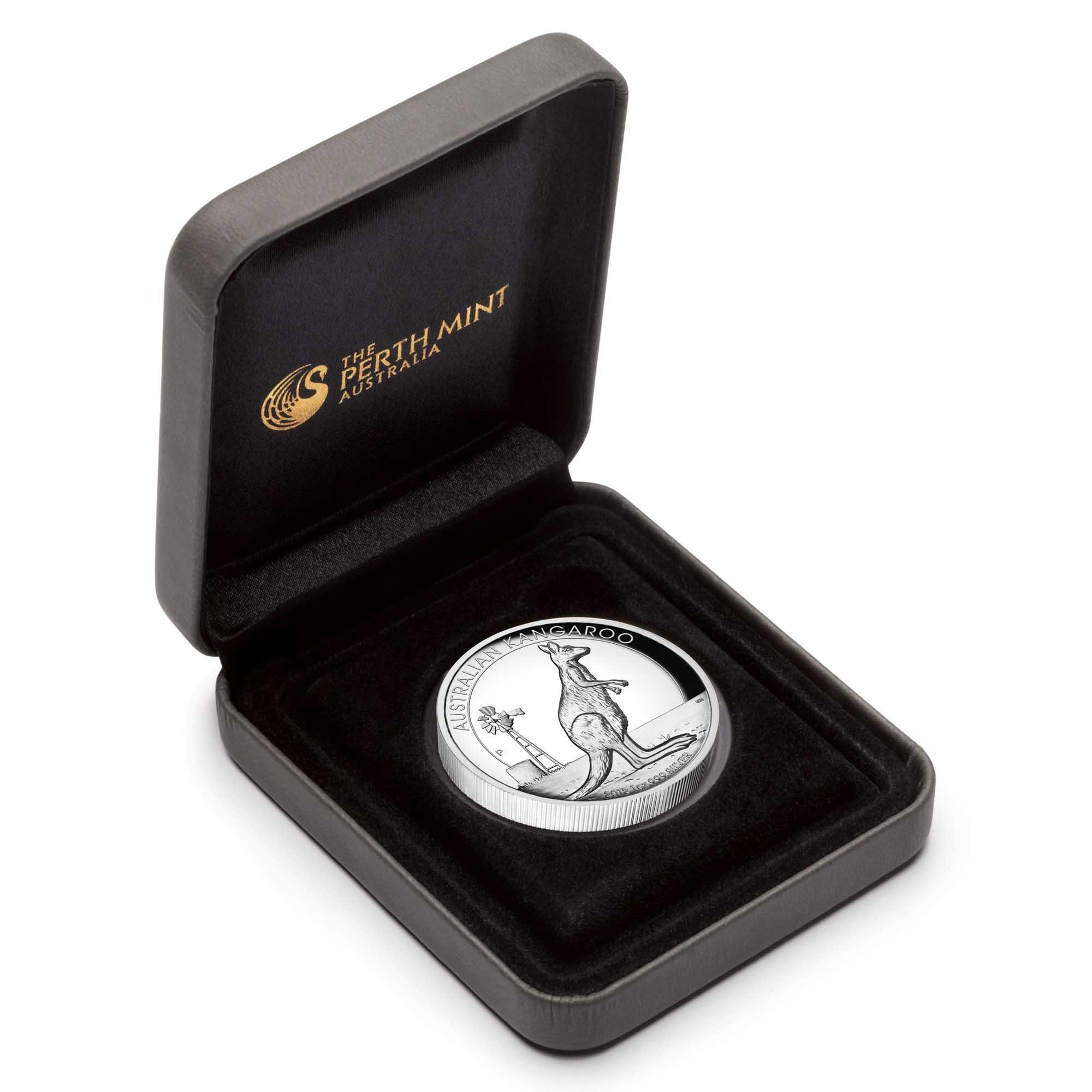 04 2012 AustralianKangaroo Silver 1oz HighRelief InCase High
