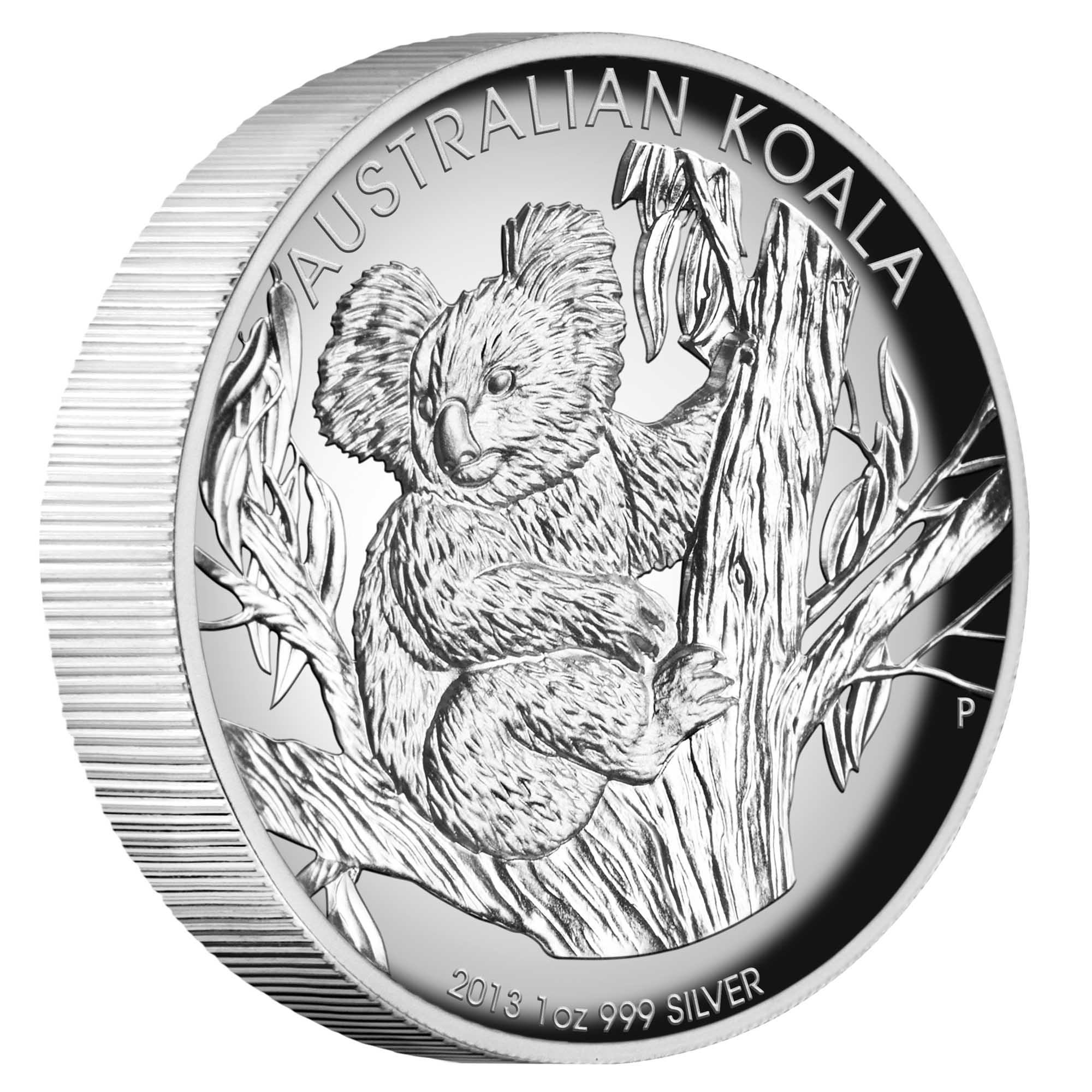 01 2013 AustralianKoala 1oz Silver HighRelief Proof OnEdge HighRes