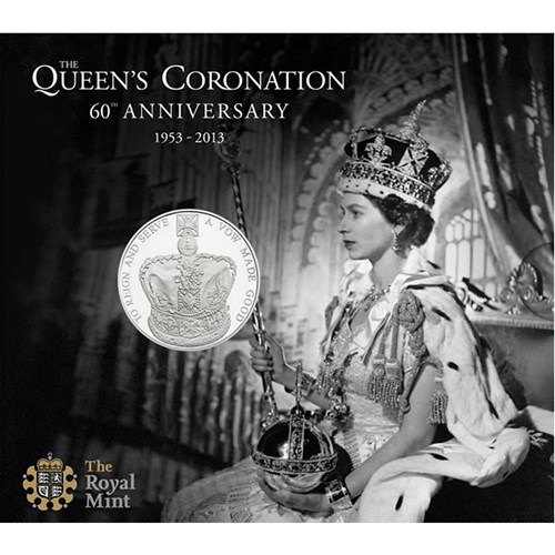 02 the 60th anniversary of the queens coronation uk £5 crown 2013 silver InCard