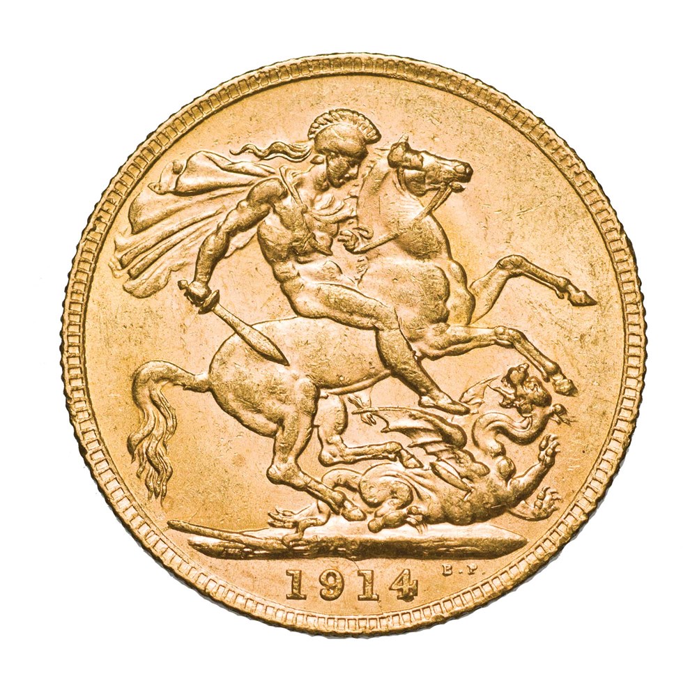 01 1914 gold sovereign mintmark trio 2014 gold StraightOn