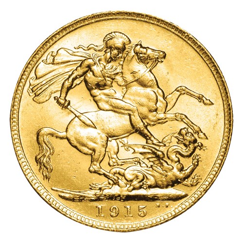 02 1915 gold sovereign mintmark trio 2015 gold StraightOn