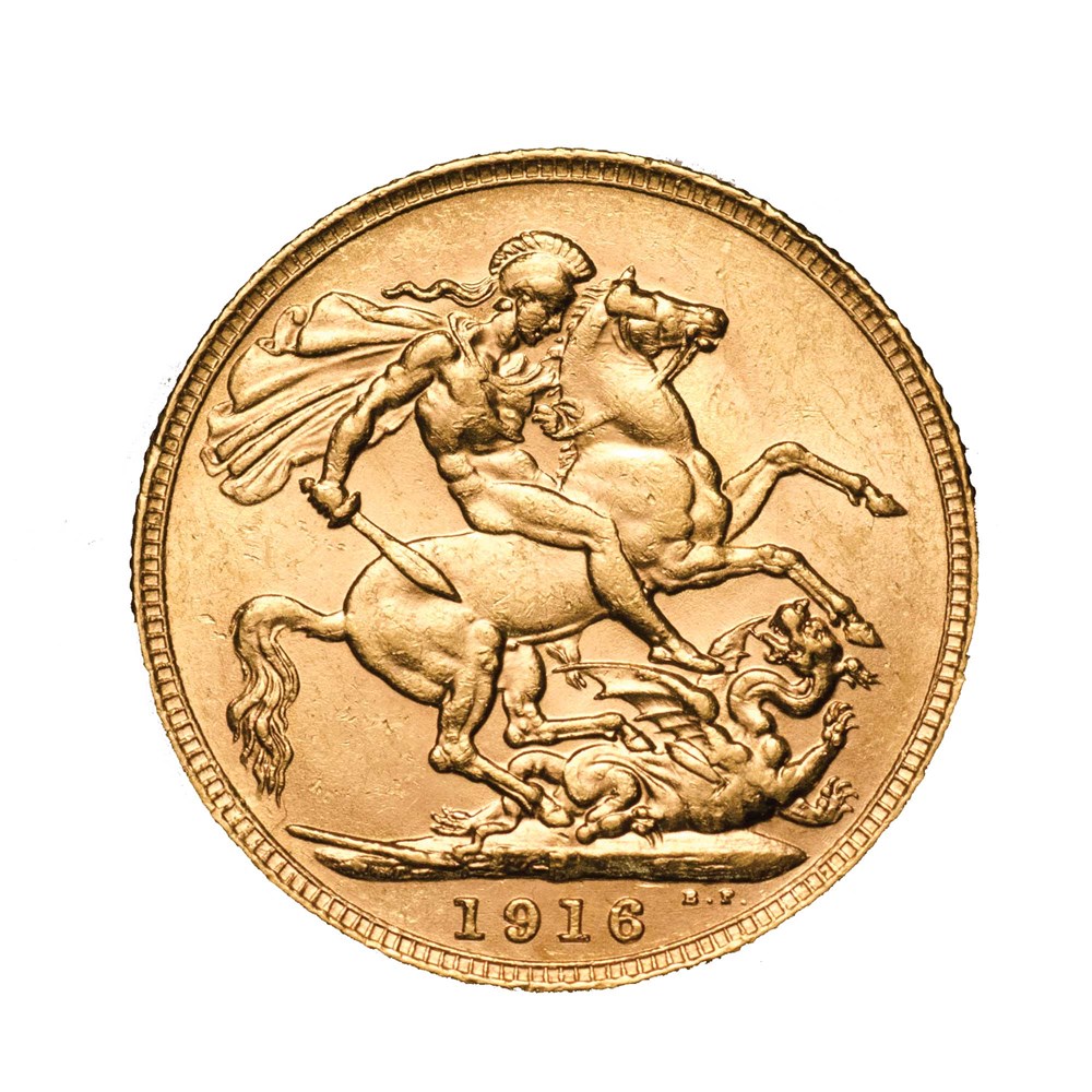 04 1916 king george v gold sovereign mintmark trio 2016 gold StraightOn