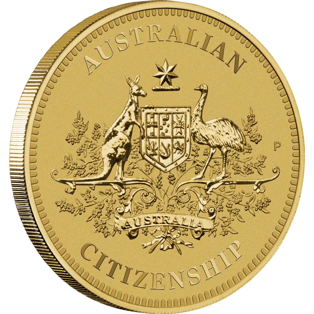 01 australian citizenship $1 coin 2016 base metal OnEdge