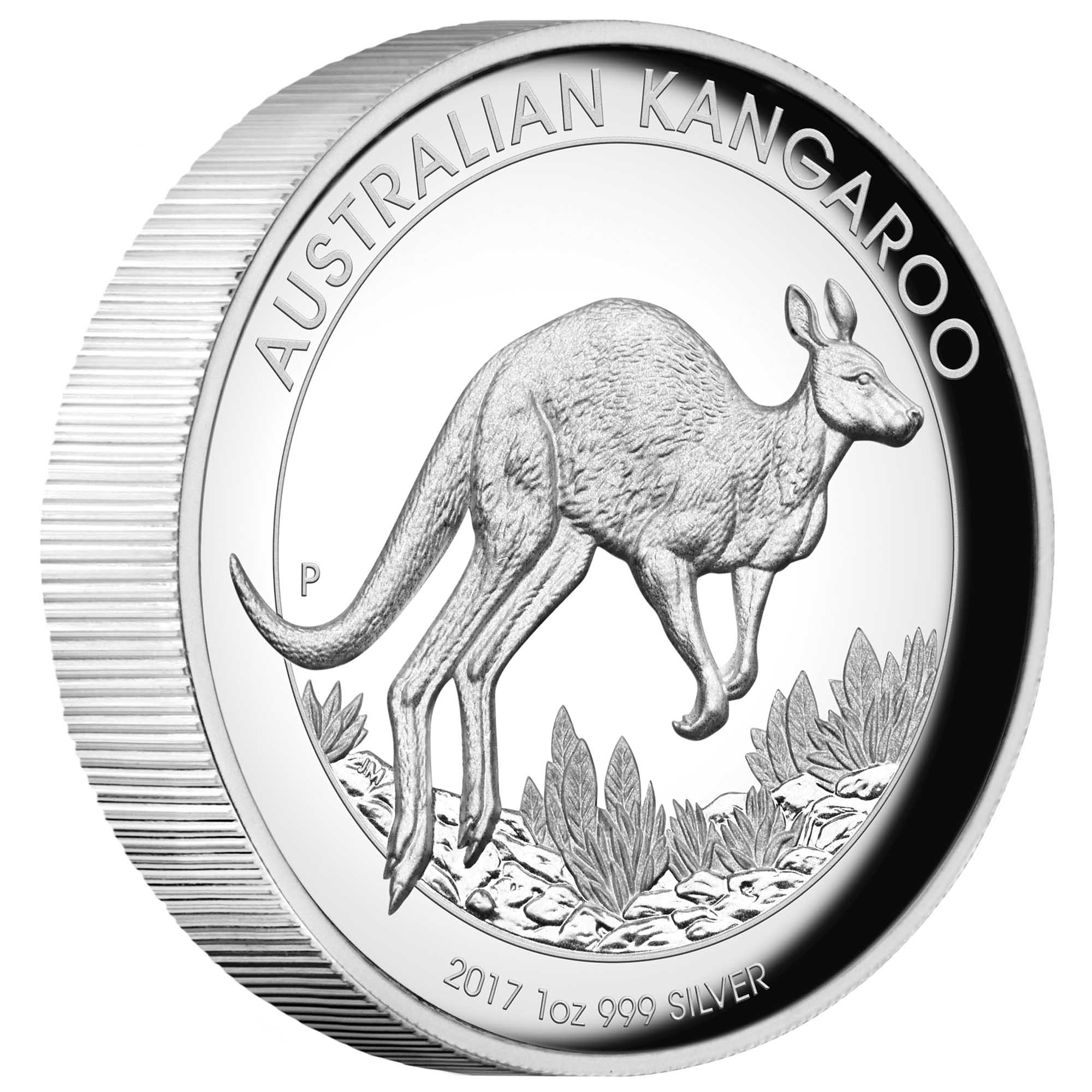 01 australian kangaroo 2017 1oz silver proof high relief OnEdge