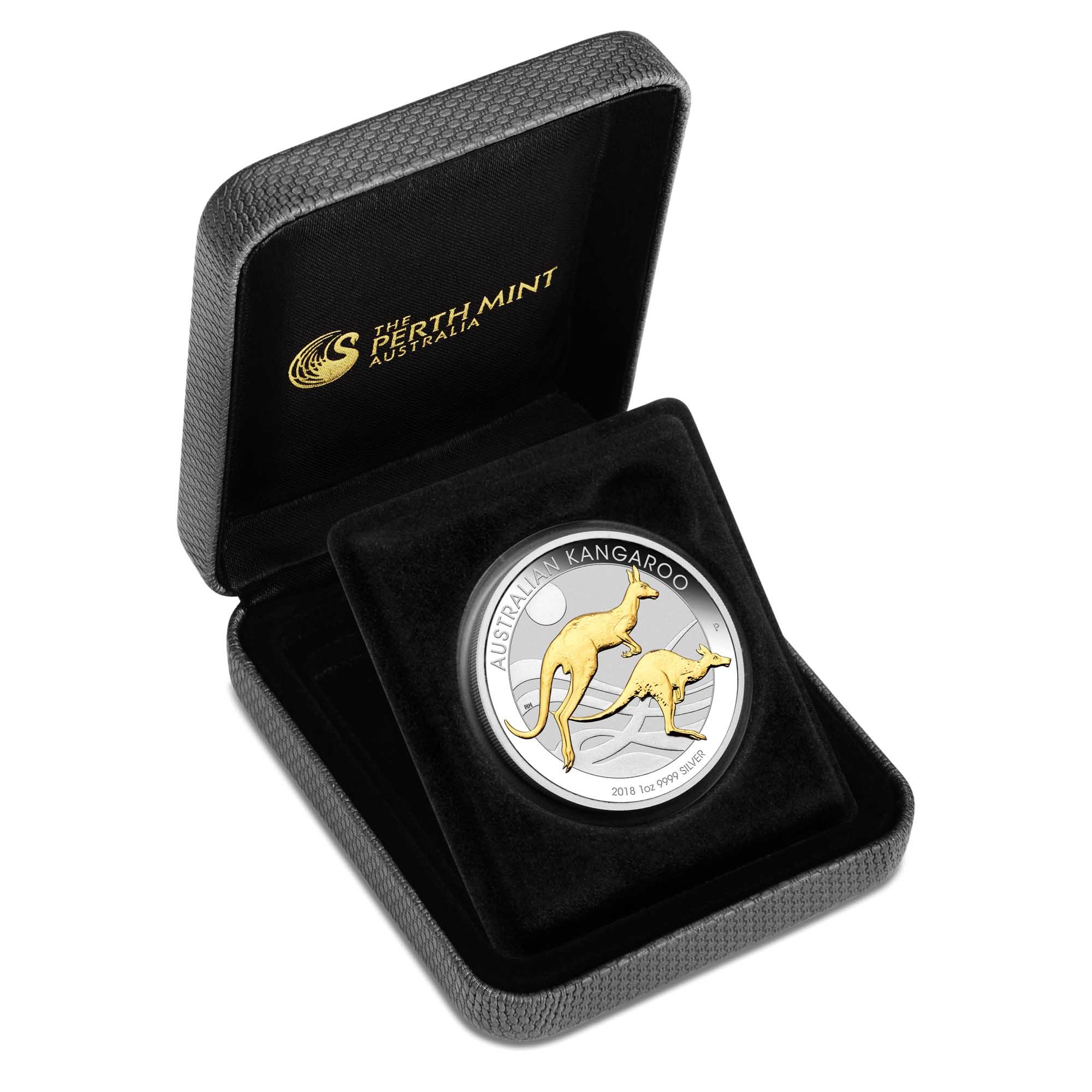 04 australian kangaroo 2018 1oz silver gilded InCase