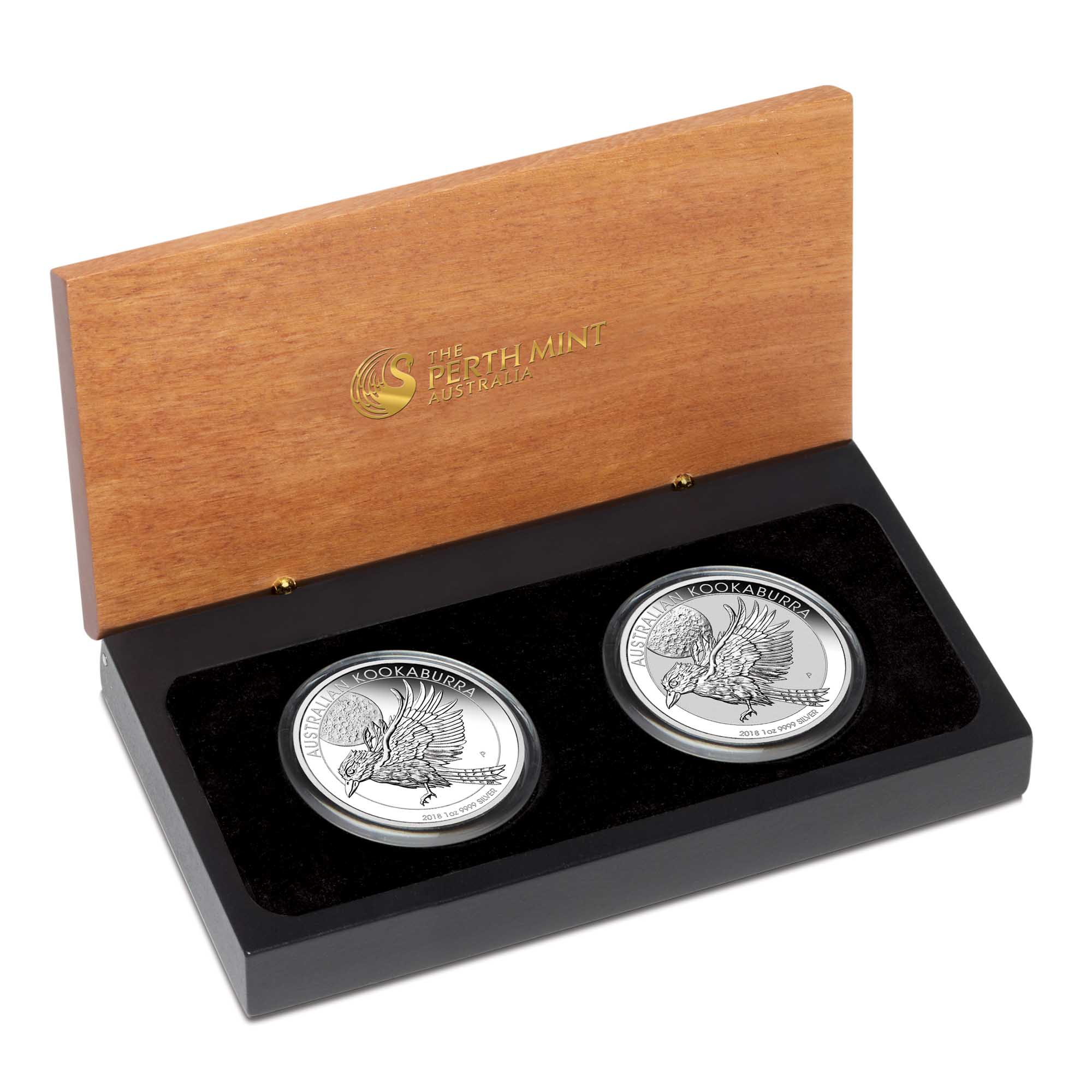 03 2018 Kookaburra 1oz Silver TwoCoin Set InCase HighRes