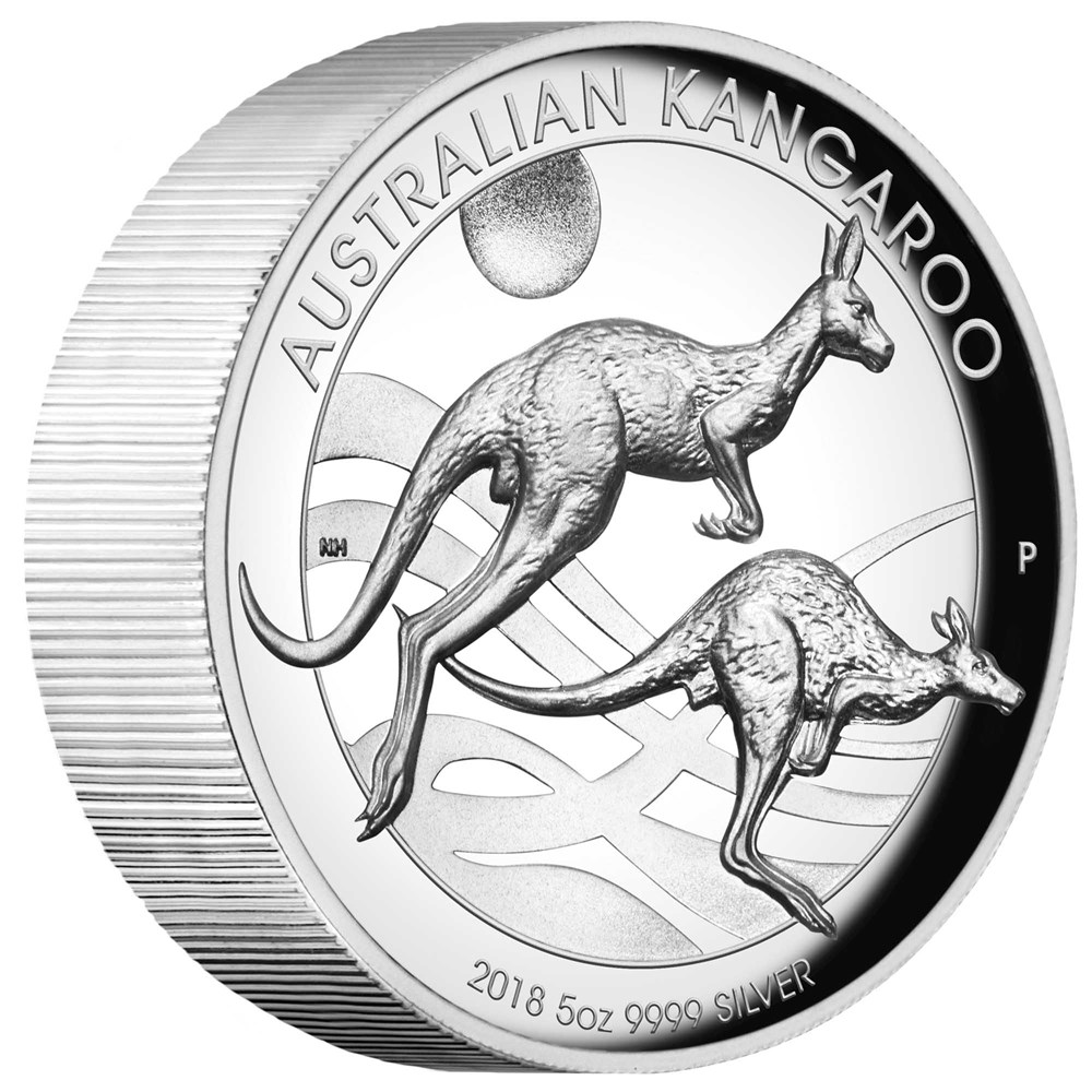 01 australian kangaroo 2018 5oz silver proof high relief OnEdge