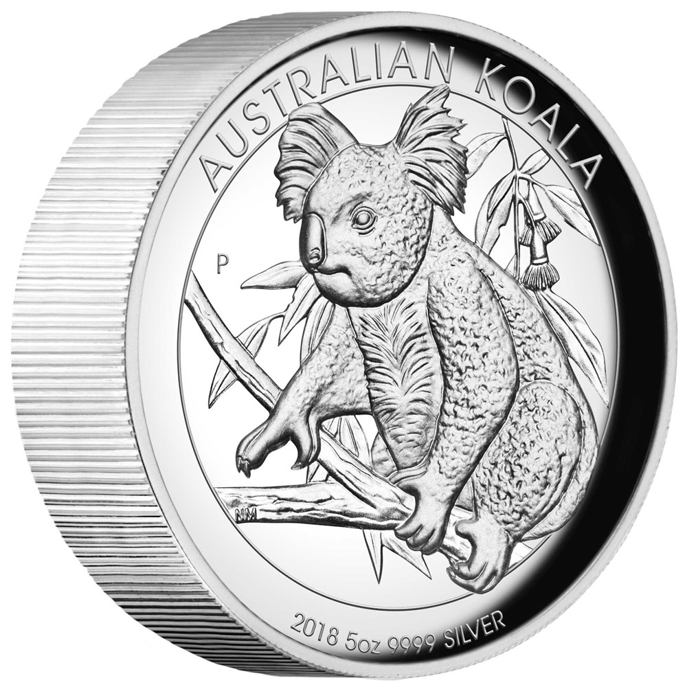 01 australian koala 2018 5oz silver proof high relief OnEdge