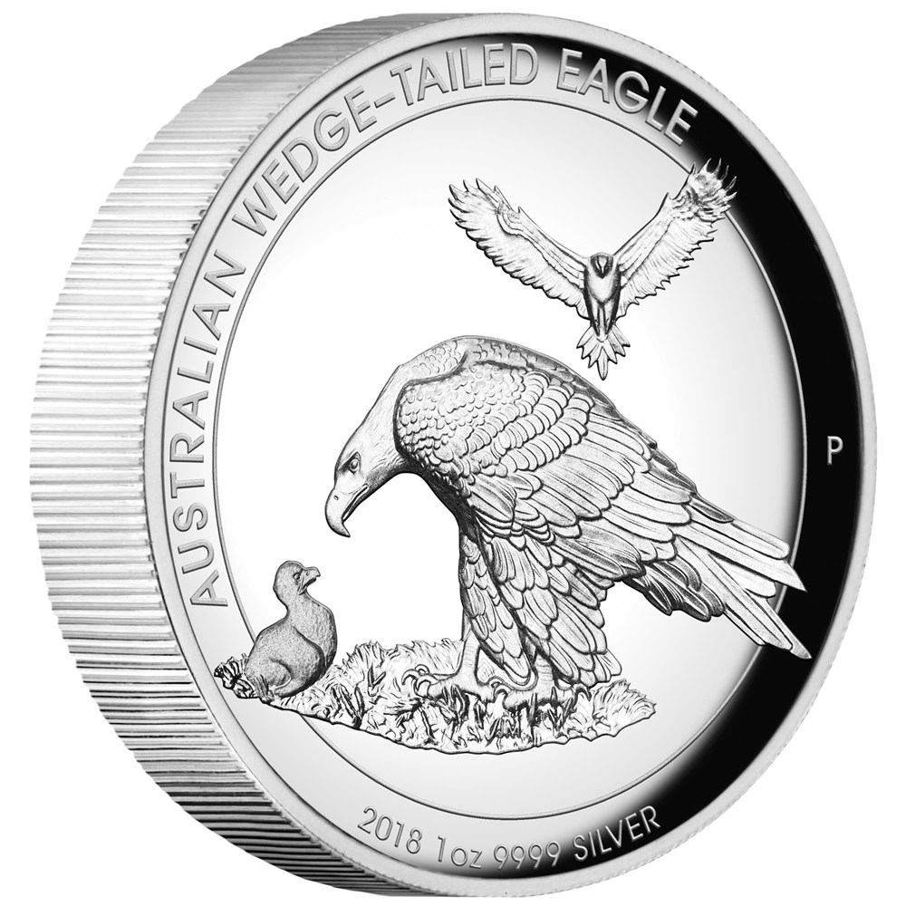 01 australian wedge tailed eagle 2018 1oz silver proof high relief OnEdge