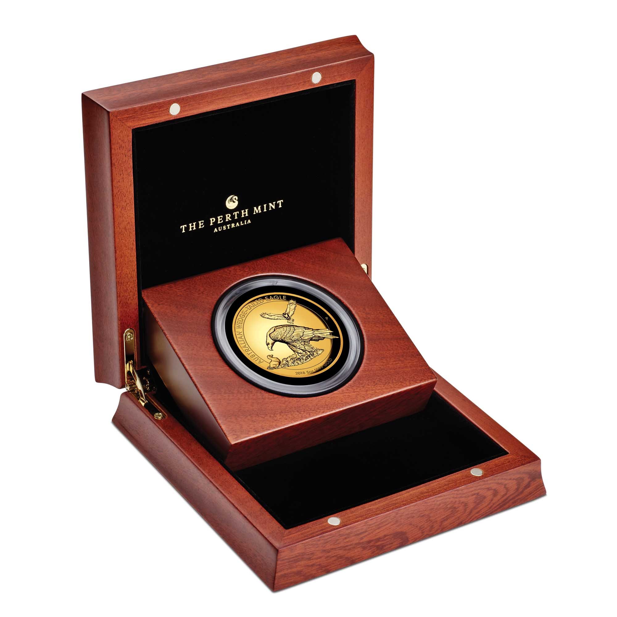 04 2018 AustralianWedgeTailedEagle Gold 5oz Proof HighRelief InCase HighRes