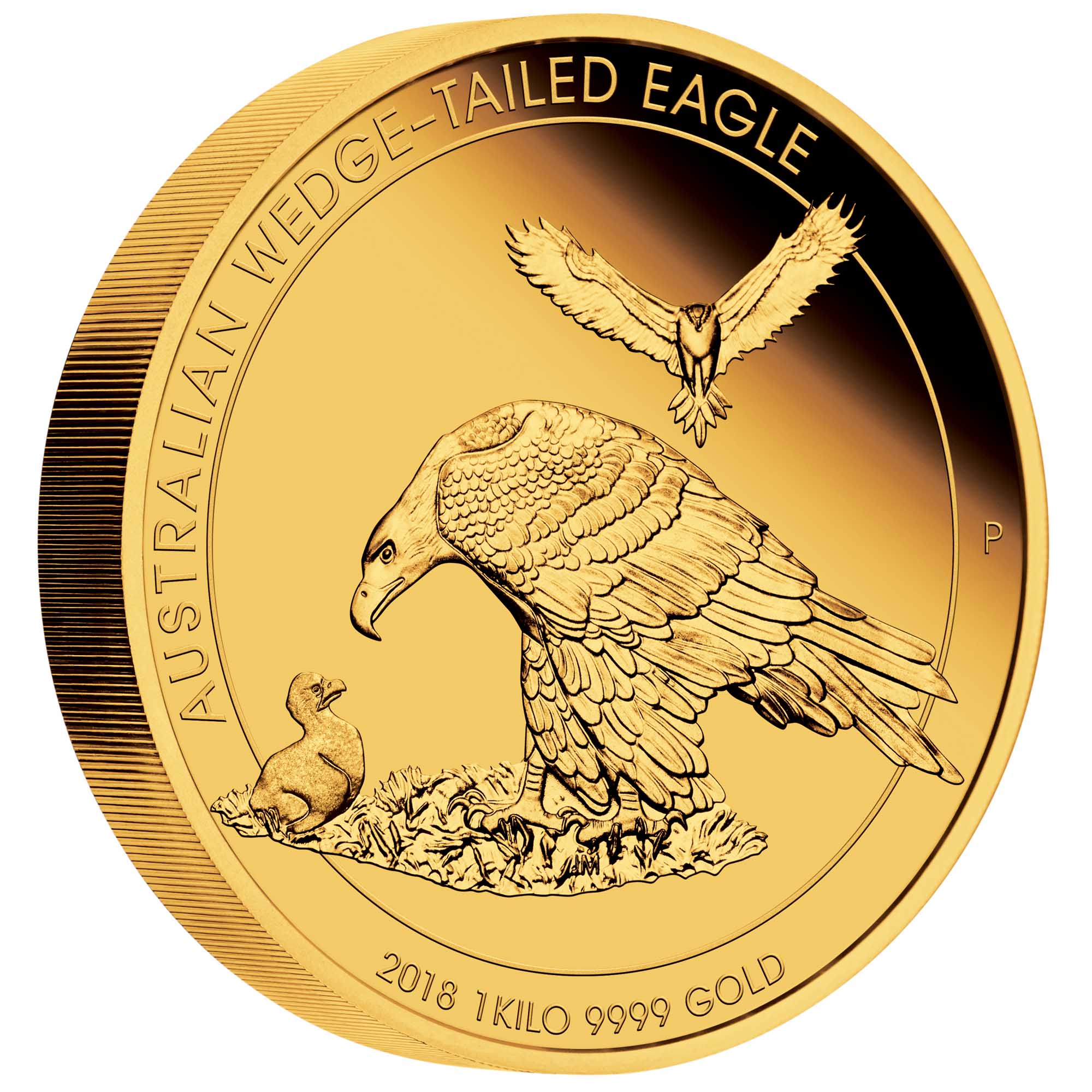 11 2018 AustralianWedgeTailedEagle 1 Kilo Gold Proof OnEdge HighRes