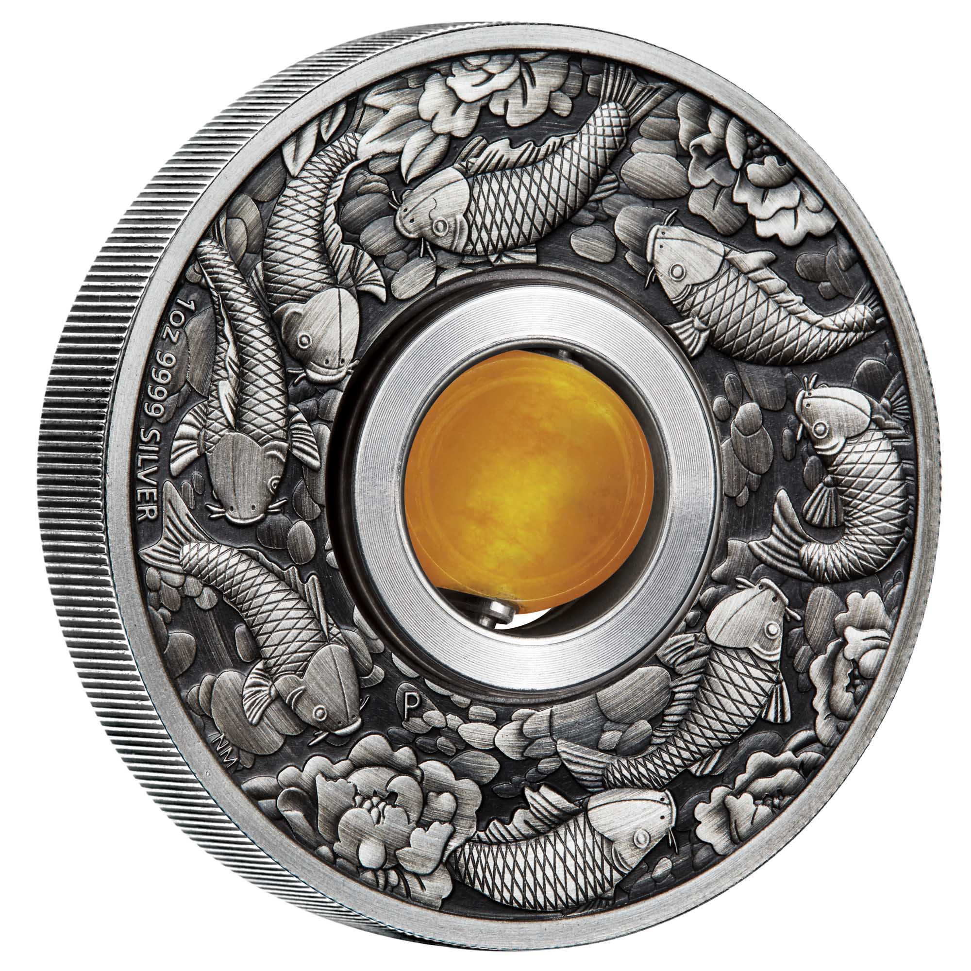 01 good luck rotating charm 2018 1oz silver antiqued OnEdge