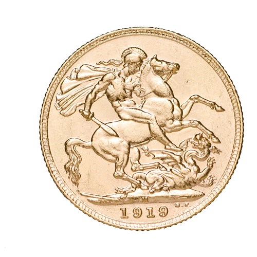 02 1919 gold sovereign mintmark trio 2018 gold StraightOn