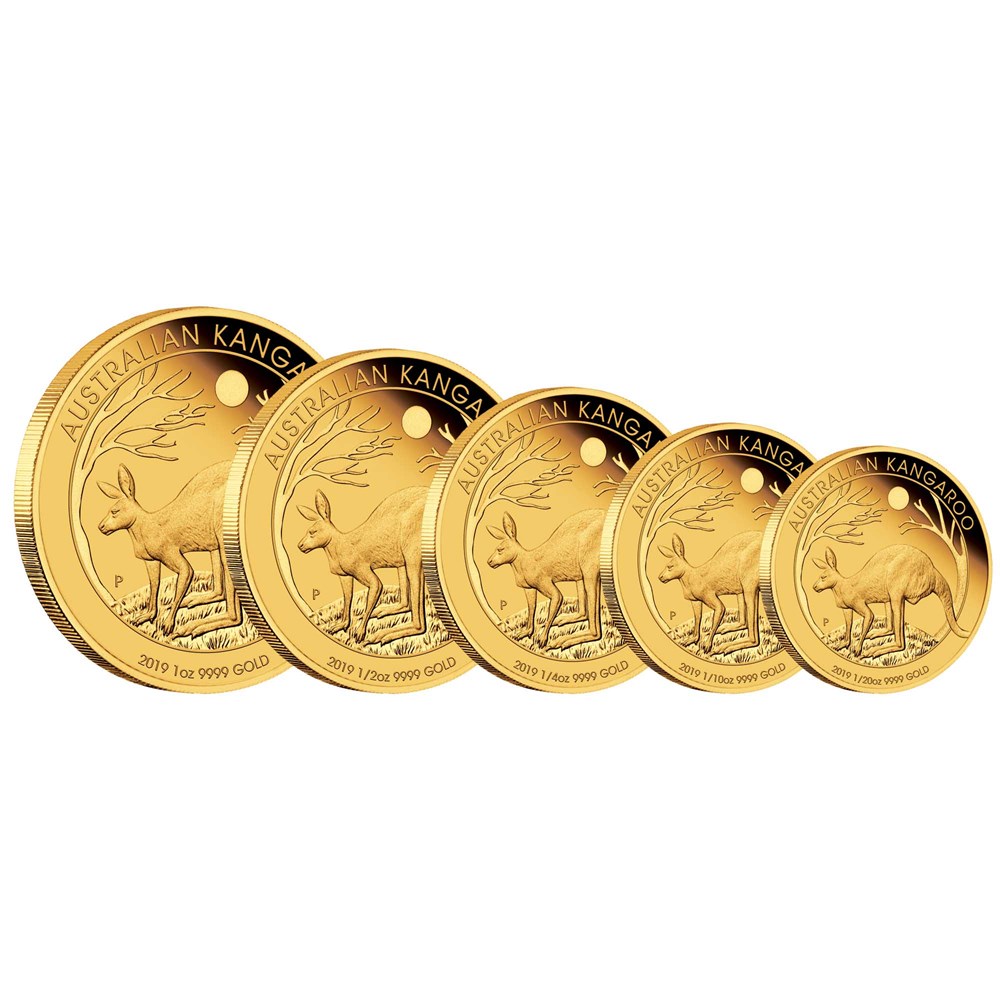 03 australian kangaroo five coin set 2019 gold proof OnEdge