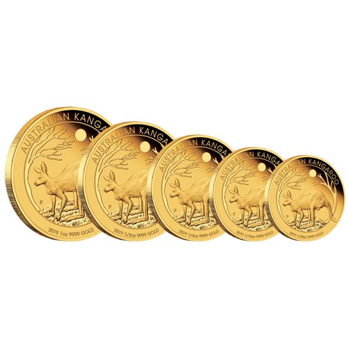 03 australian kangaroo five coin set 2019 gold proof OnEdge