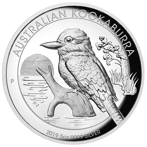 02 australian kookaburra 2019 5oz silver proof high relief StraightOn