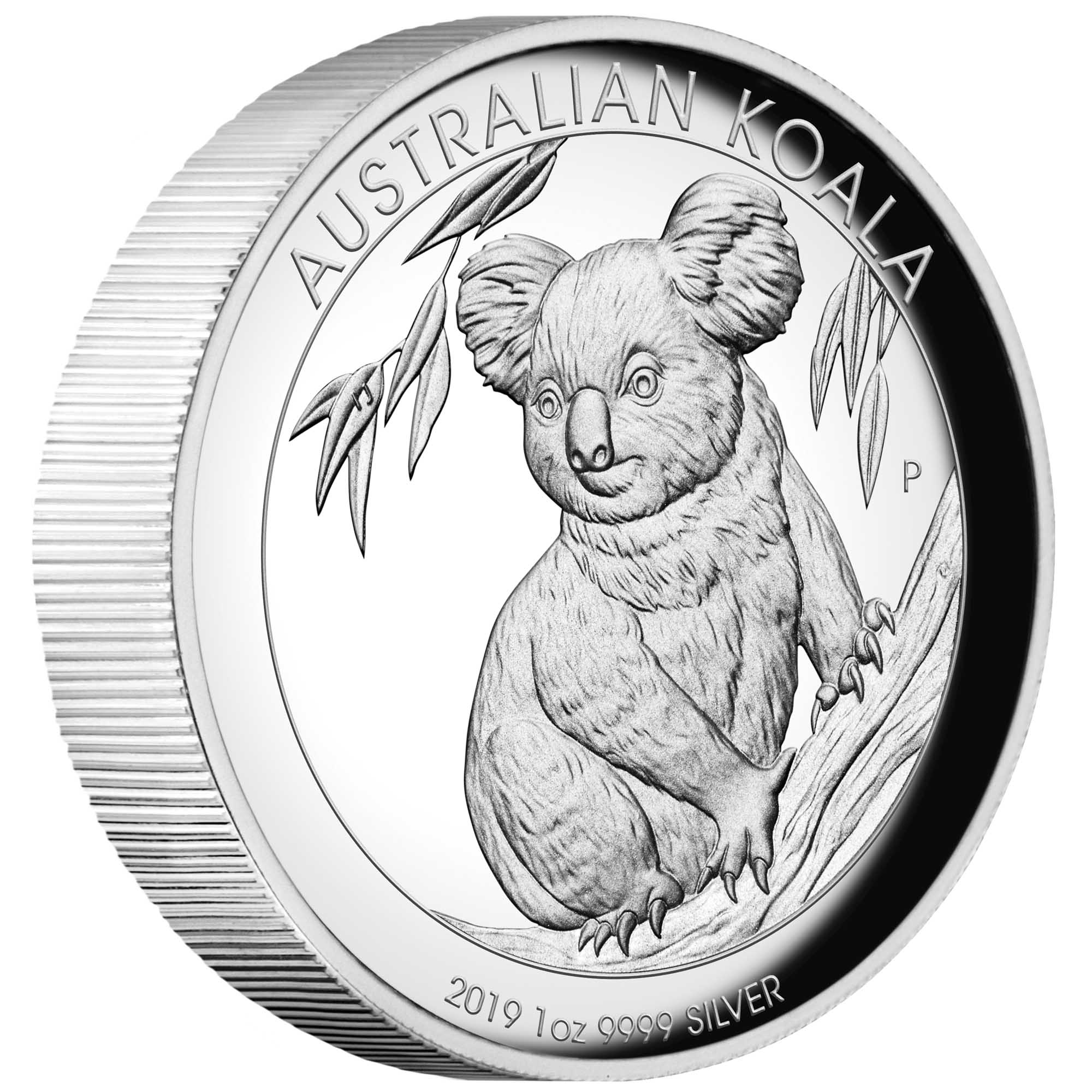01 australian koala 2019 1oz silver proof high relief OnEdge