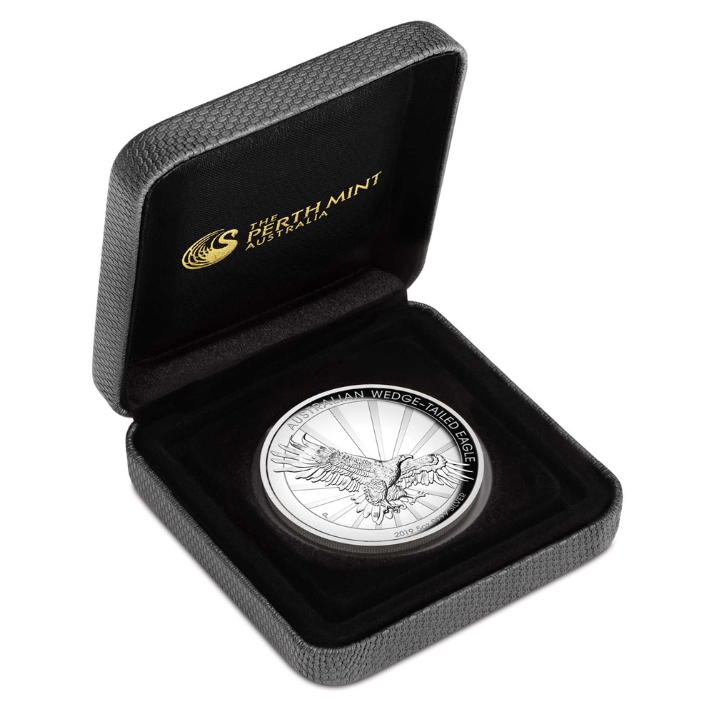 04 australian wedge tailed eagle 2019 5oz silver proof high relief InCase