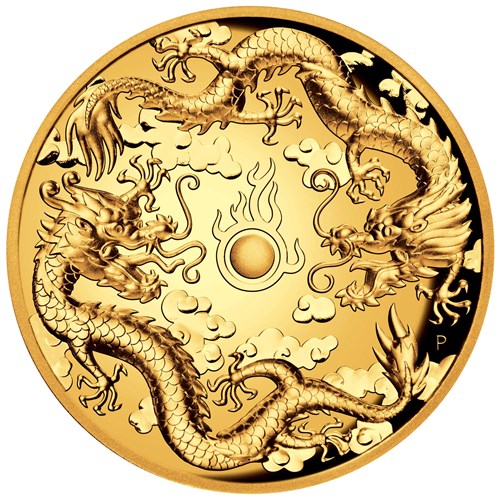 02 double dragon 2019 2oz gold proof high relief StraightOn