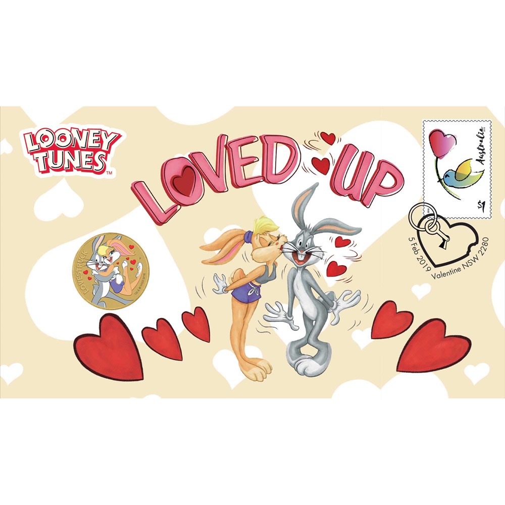 04 looney tunes lovestruck stamp and coin cover 2019 base metal PNC