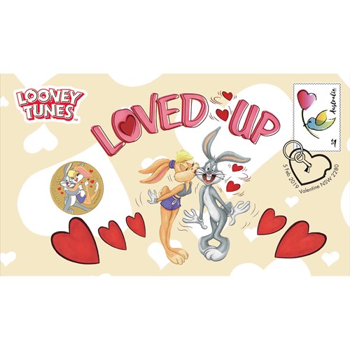04 looney tunes lovestruck stamp and coin cover 2019 base metal PNC