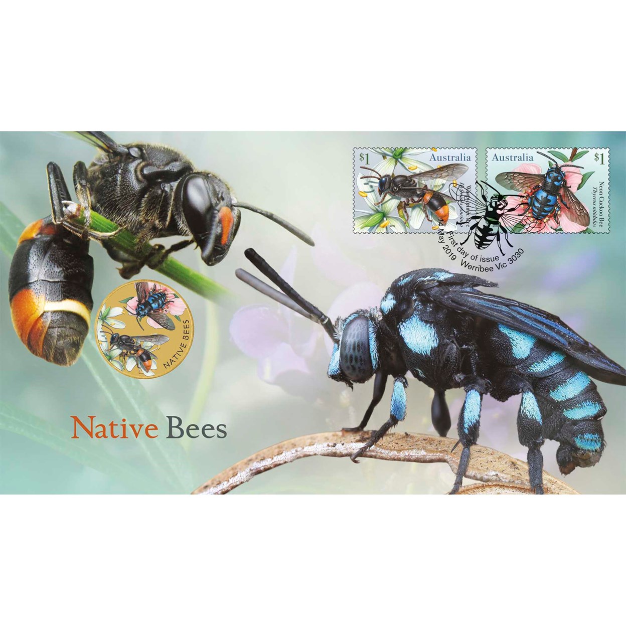 03 native bees 2019 stamp and coin cover PNC