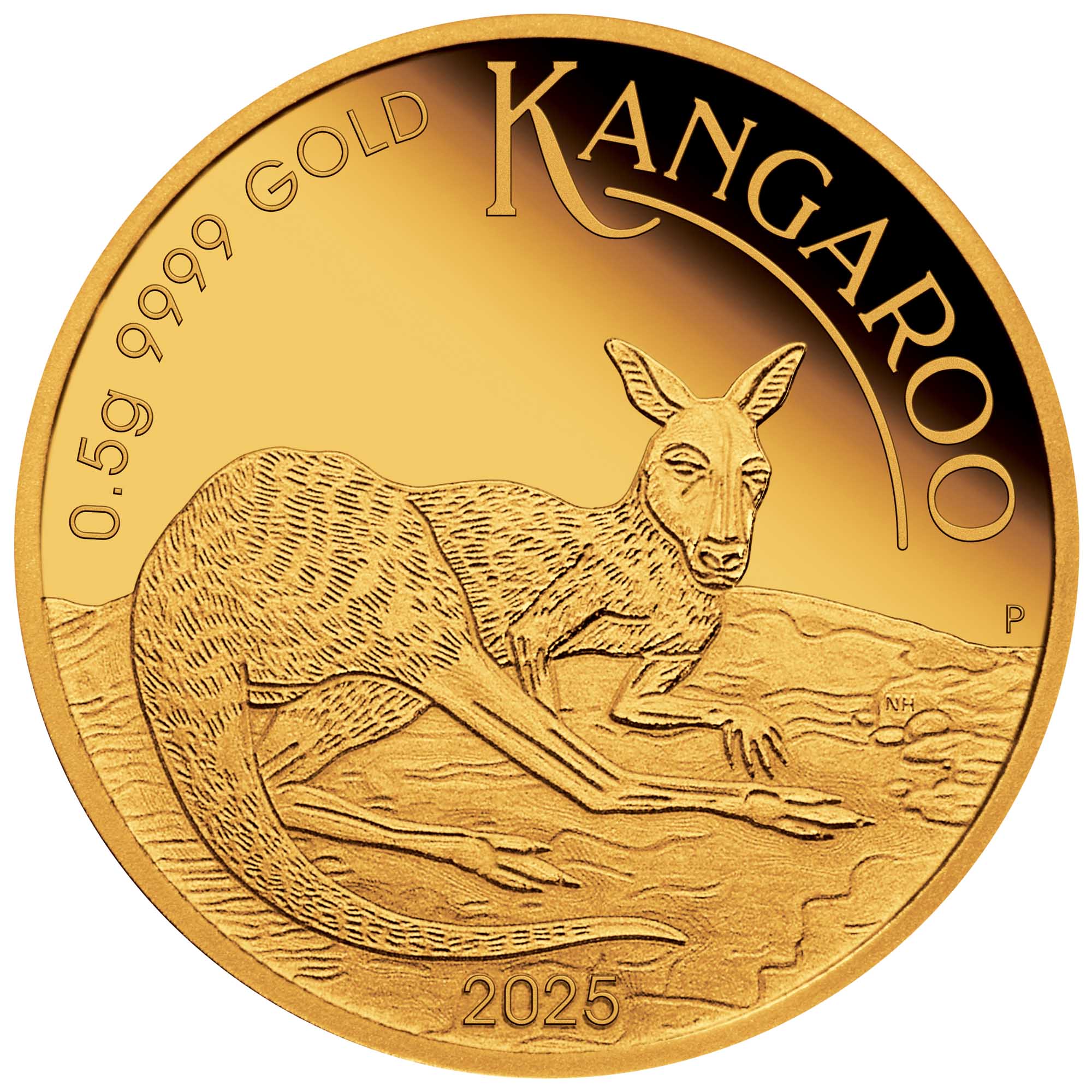 02 Australian Kangaroo 2025 0.5g Gold Proof Coin in Card straight on HighRes