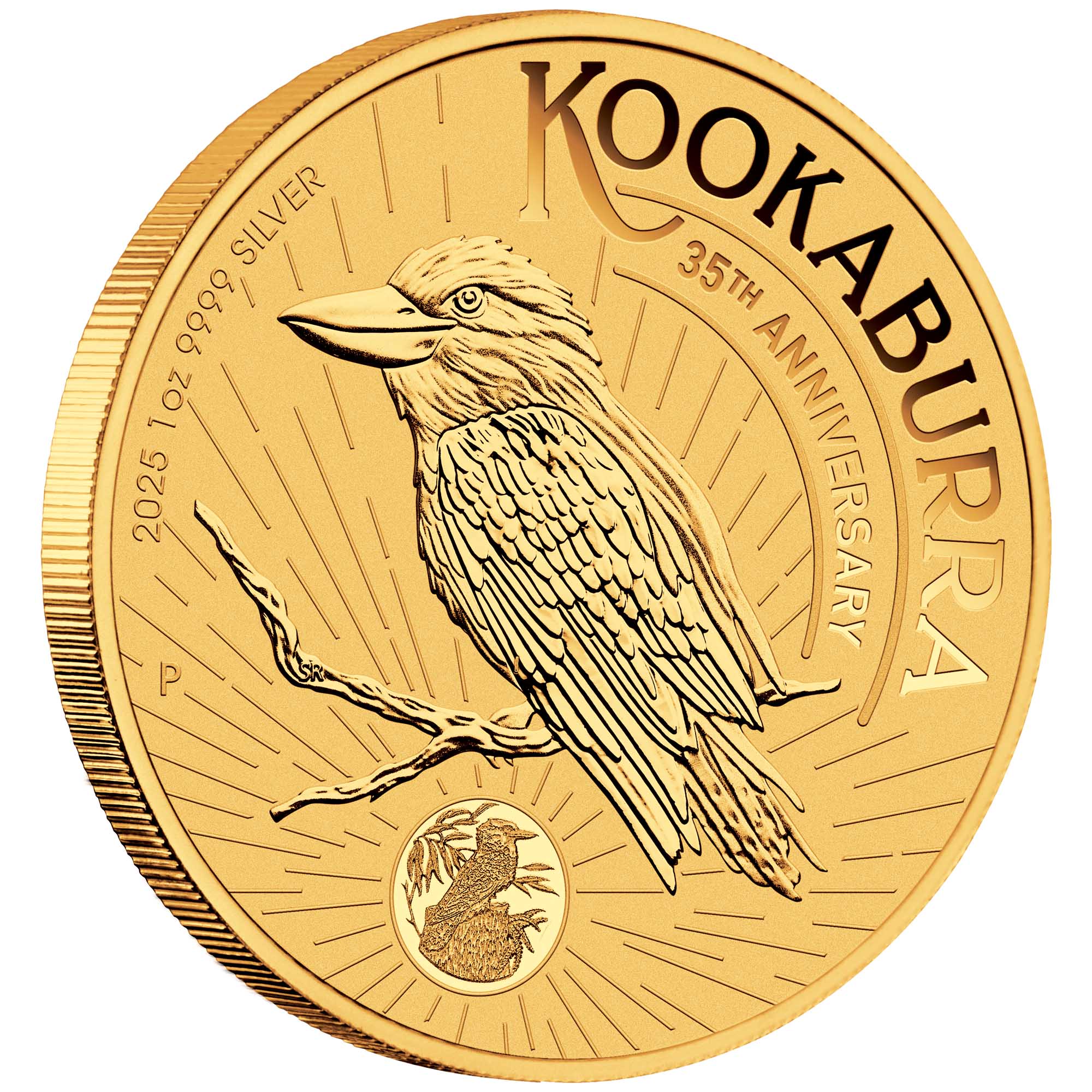 02 Sydney ANDA Show Special Australian Kookaburra 2025 1oz Silver Gold Plated Coin with Privy In Card On Edge HighRes
