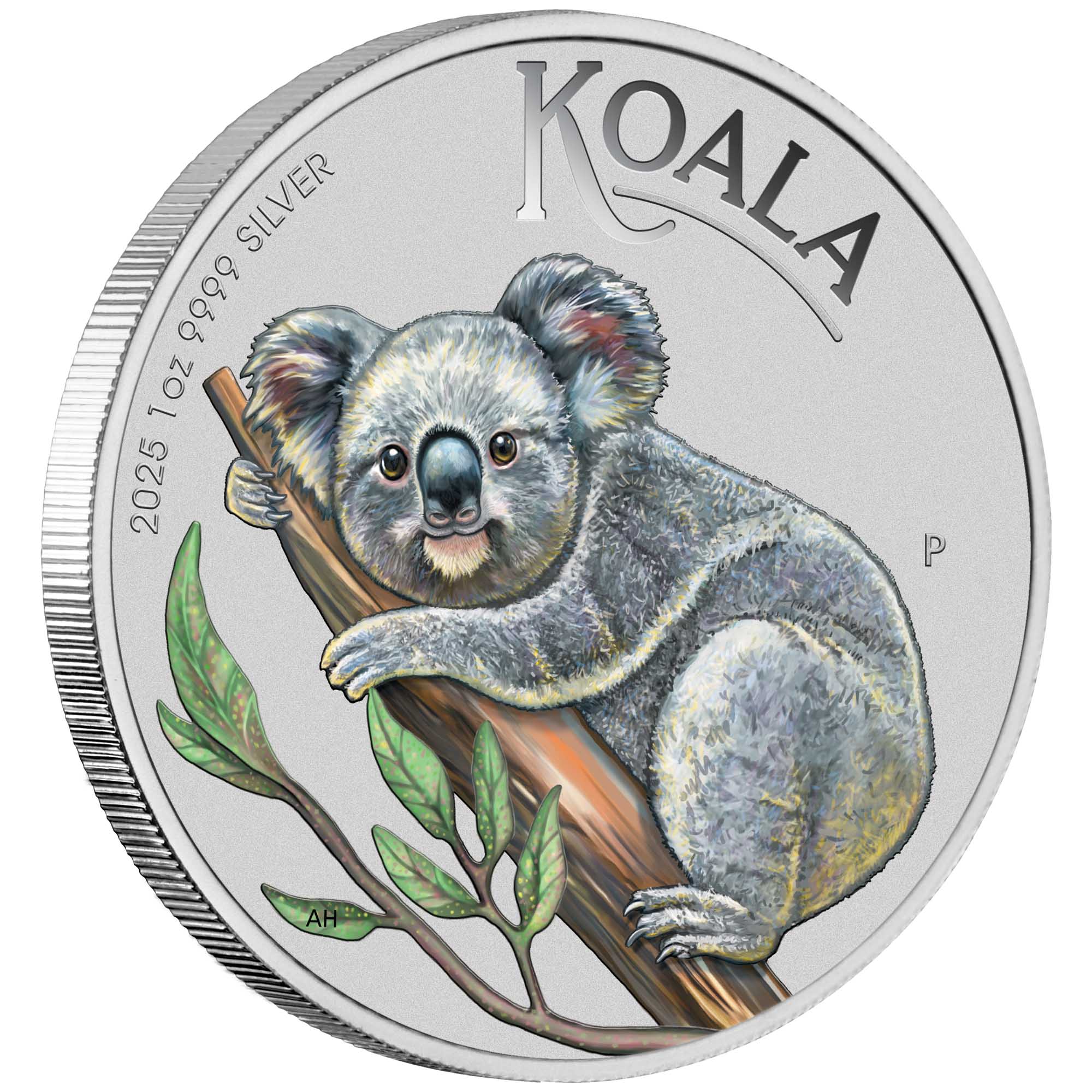 01 2025 Brisbane ANDA Show Special Koala 1oz Silver Coloured Coin on edge HighRes