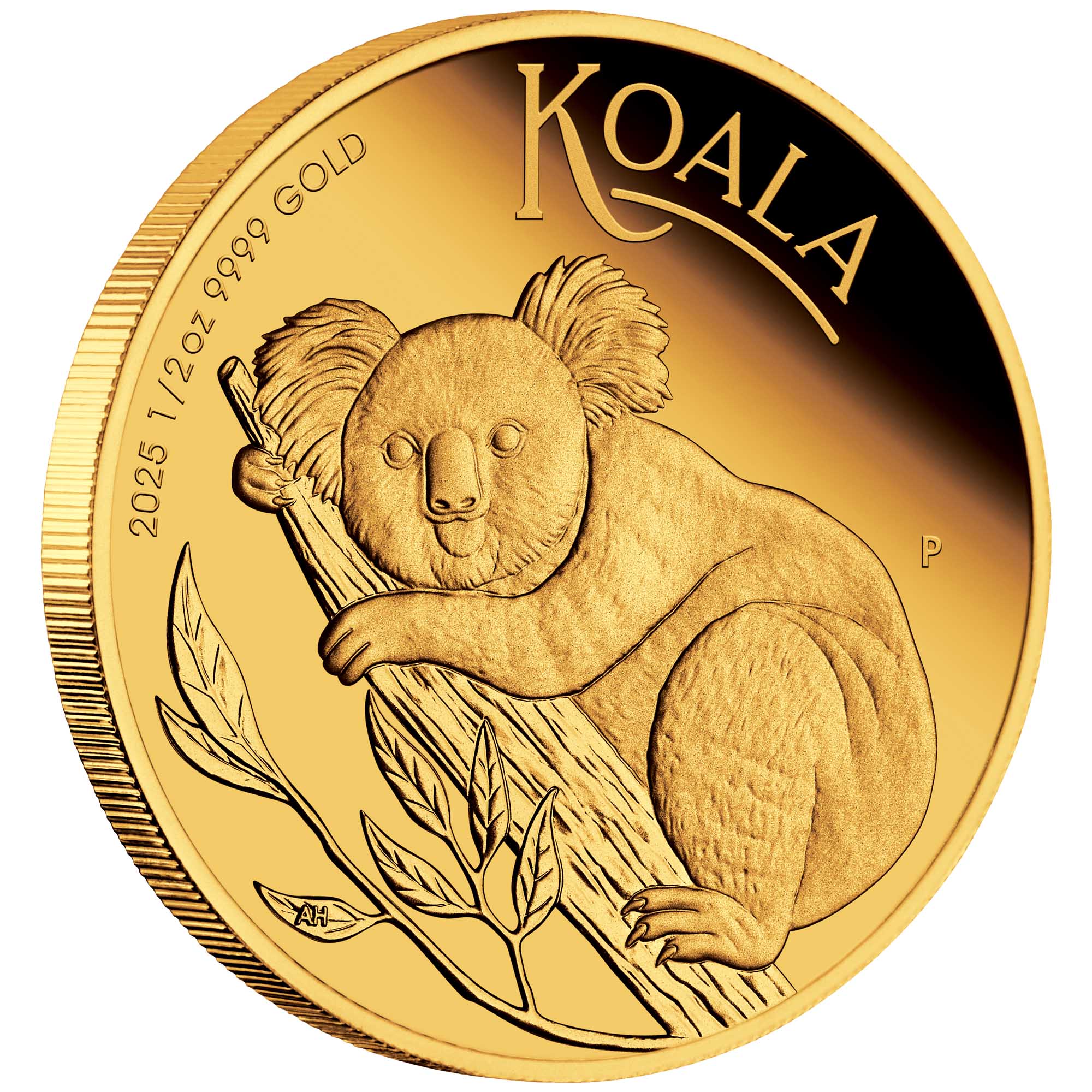 01 2025 Australian Koala 1 2oz Gold Proof Coin on edge HighRes