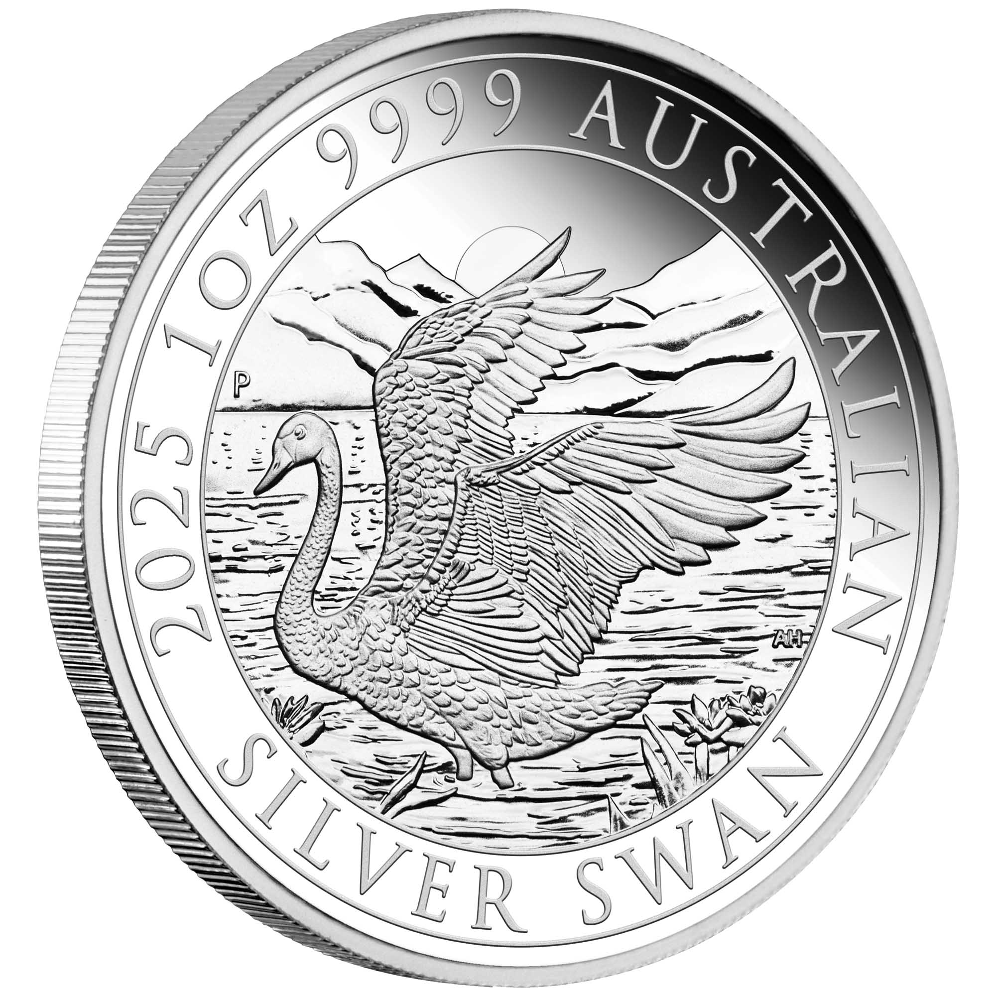 01 Perth ANDA Show Special Australian Swan 2025 1oz Silver Proof Coin On Edge HighRes