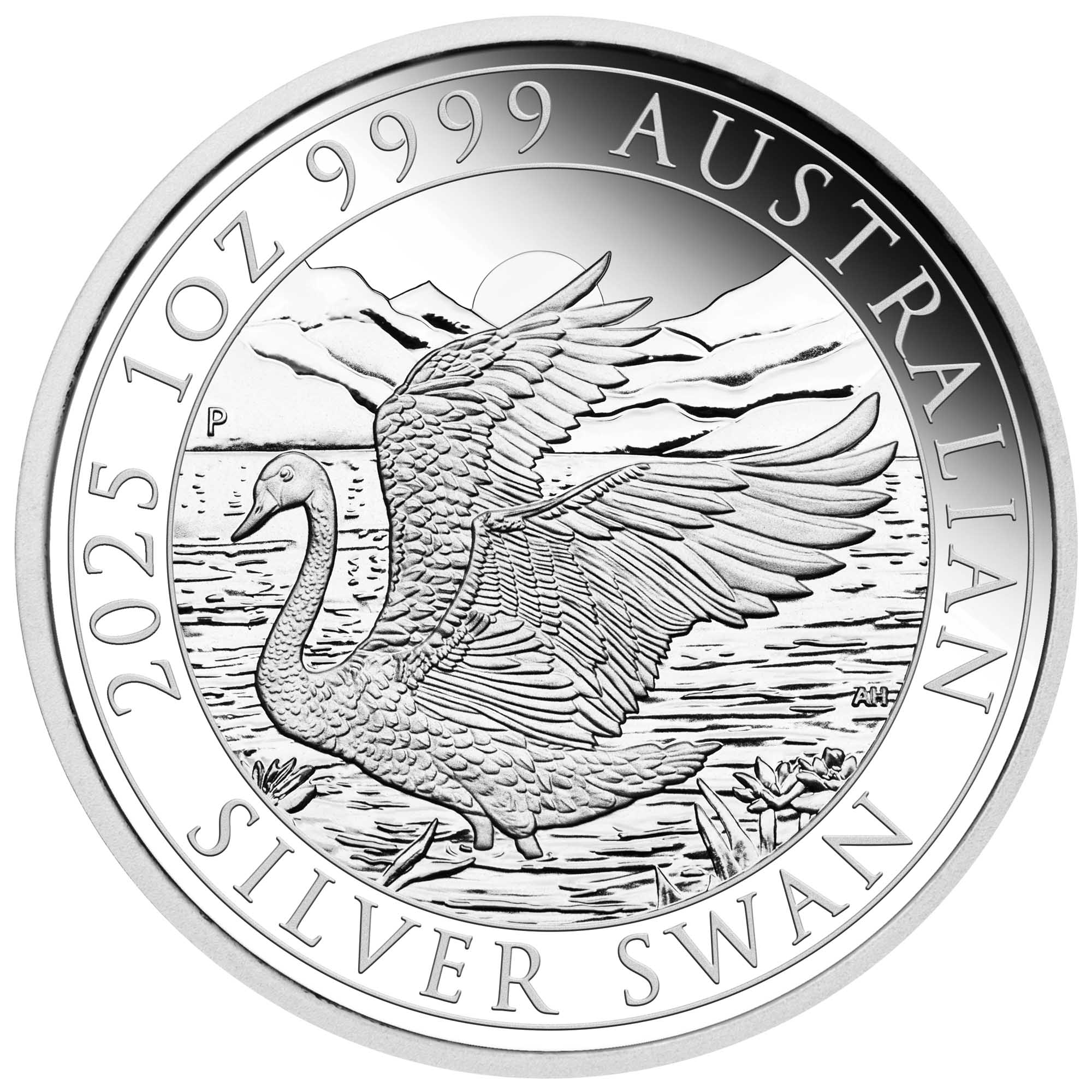 02 Perth ANDA Show Special Australian Swan 2025 1oz Silver Proof Coin straight on HighRes