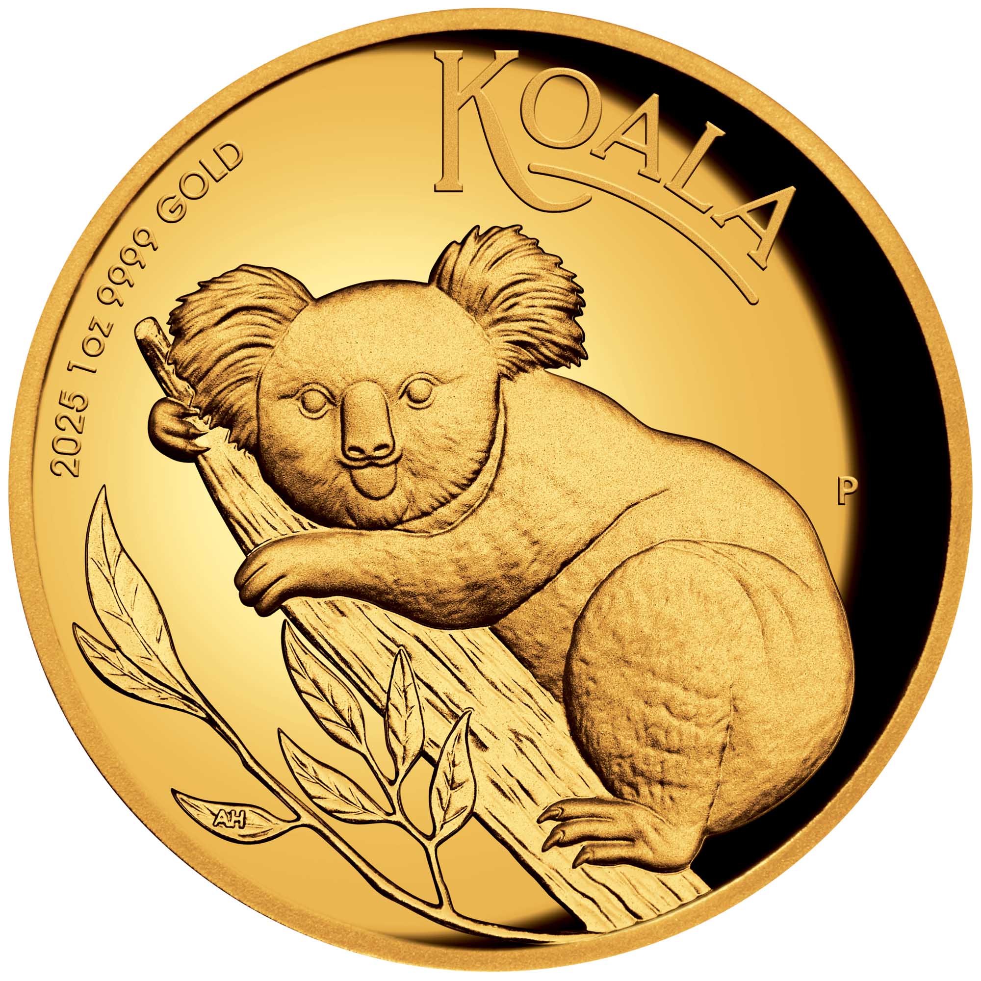 02 2025 Australian Koala 1oz Gold Proof High Relief Coin straight on HighRes
