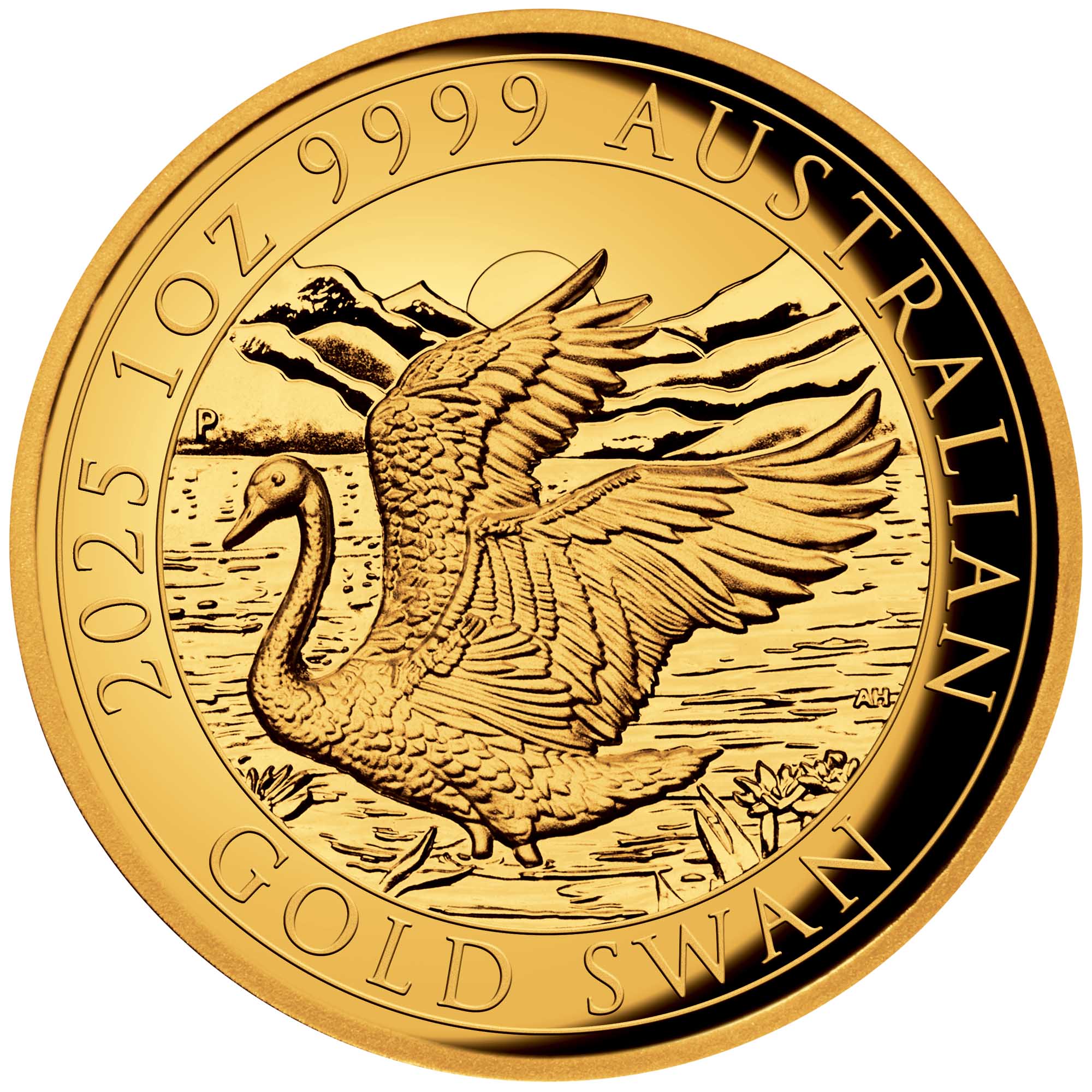 02 Australian Swan 2025 1oz Gold Proof HR Coin straight on HighRes