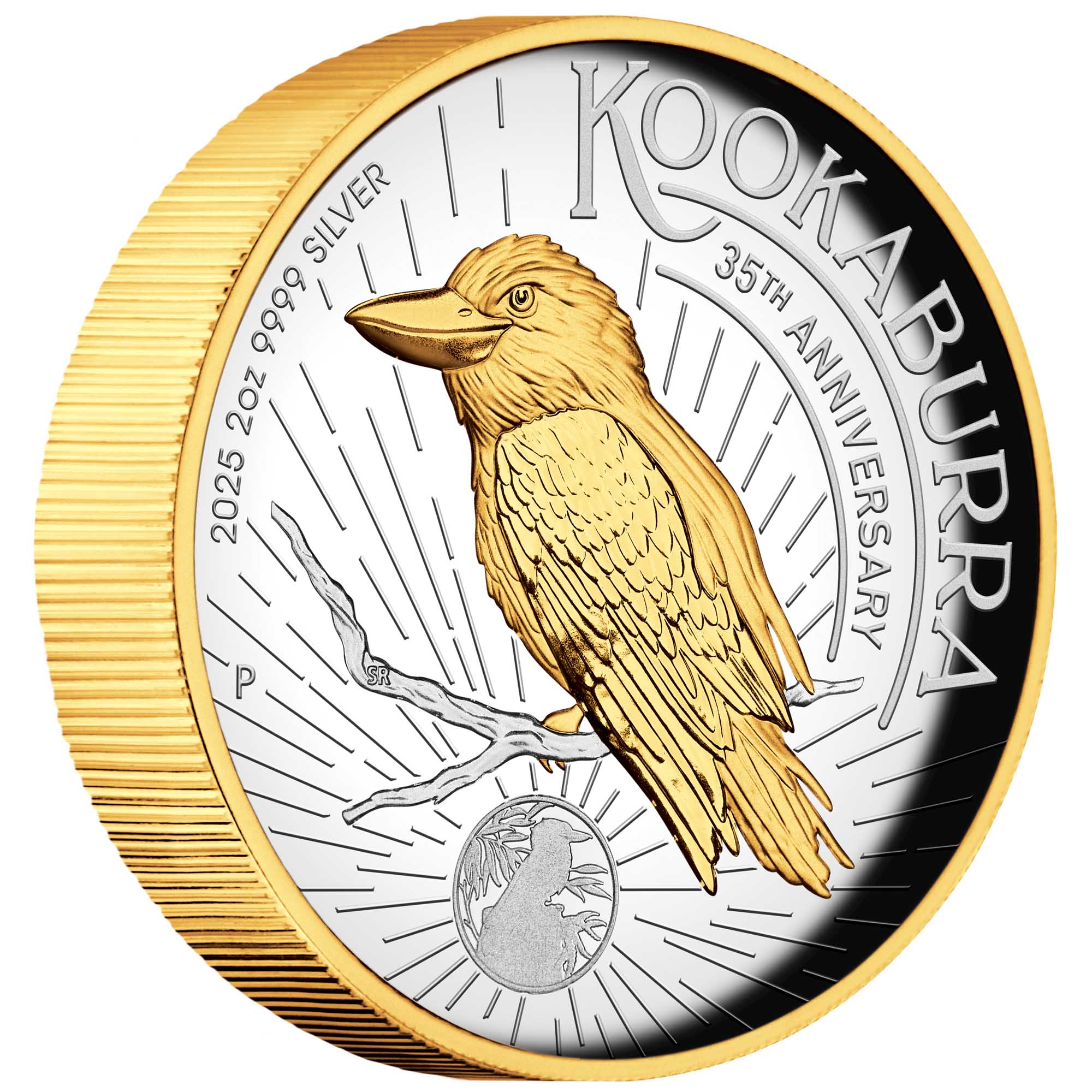 01 2025 Australian Kookaburra 2oz Silver Proof High Relief Gilded Coin OnEdge HighRes (1)