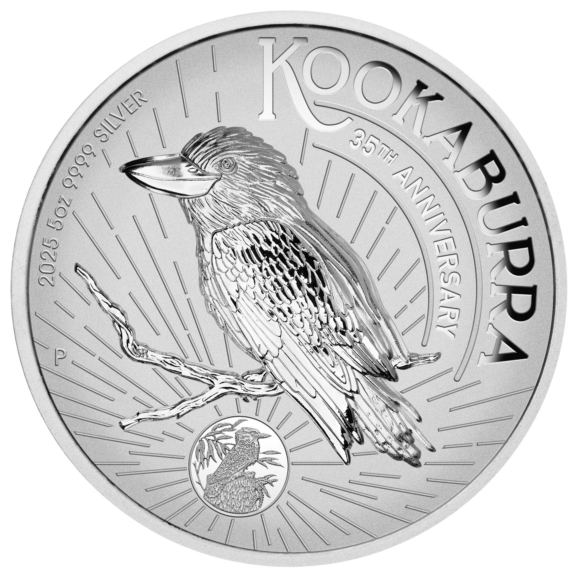 02 2025 Kookaburra 5oz Silver Proof HR Incused Coin straight on HighRes
