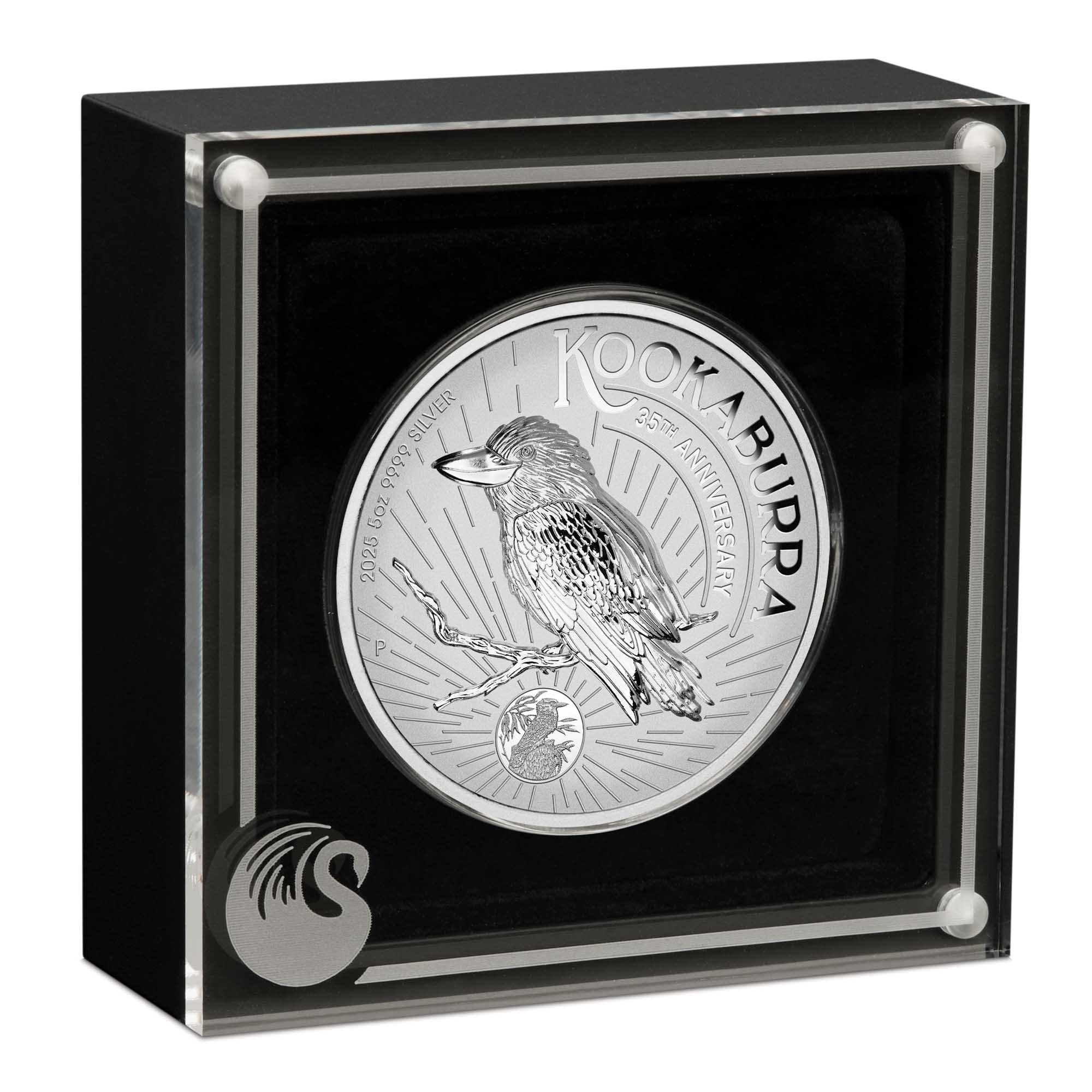 04 2025 Kookaburra 5oz Silver Proof HR Incused Coin in case HighRes