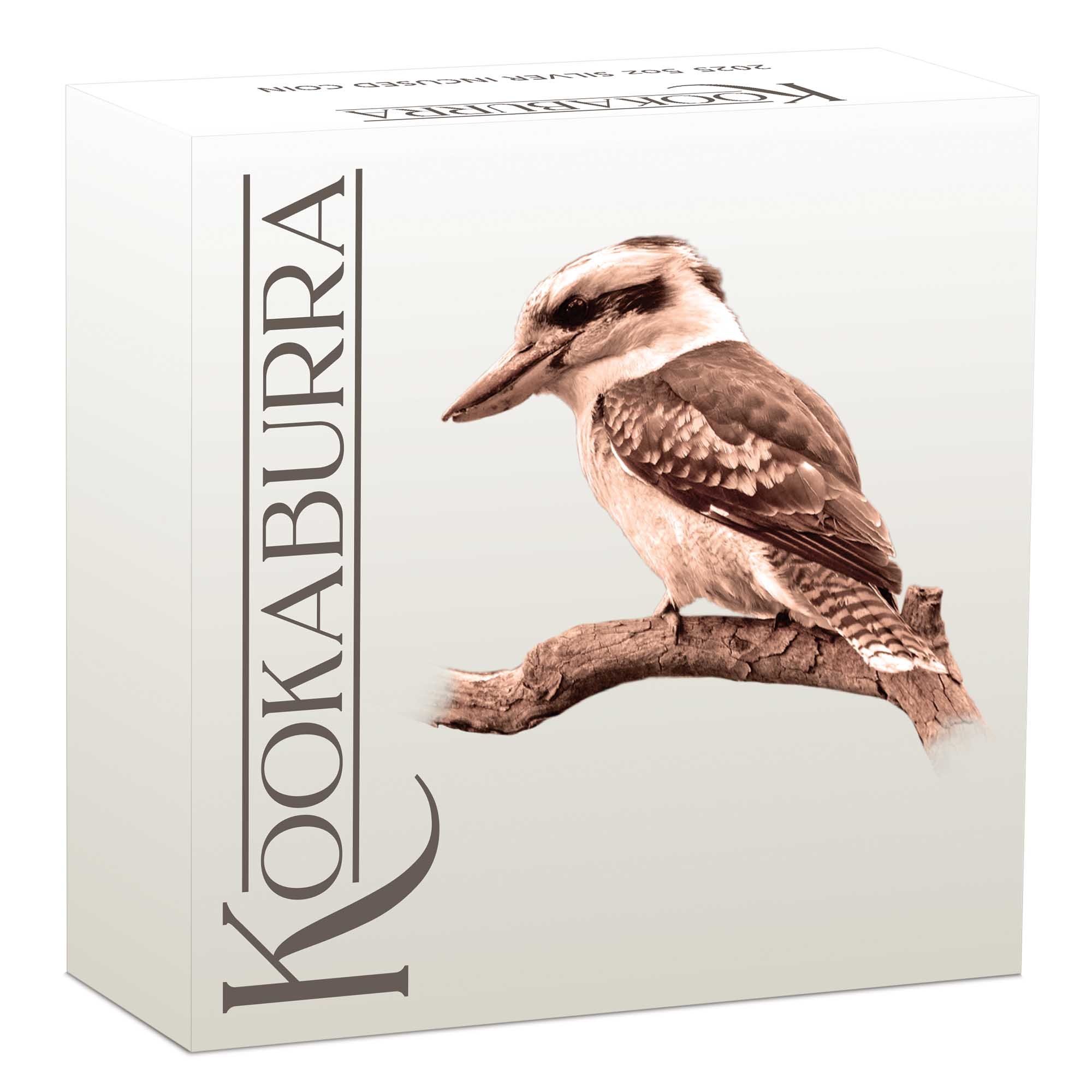 05 2025 Kookaburra 5oz Silver Proof HR Incused Coin in shipper HighRes