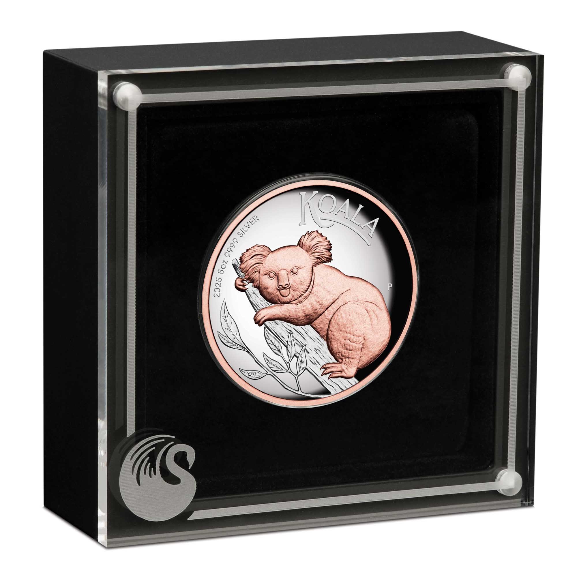 04 2025 Australian Koala 5oz Silver Proof High Relief Gilded Coin InCase HighRes