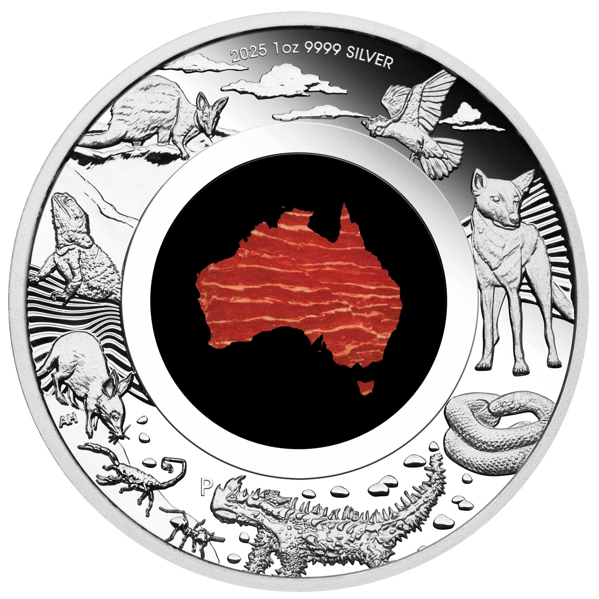 02 Great Southern Land 2025 1oz Silver Proof  Snakeskin Jasper  Coin Straight On HighRes