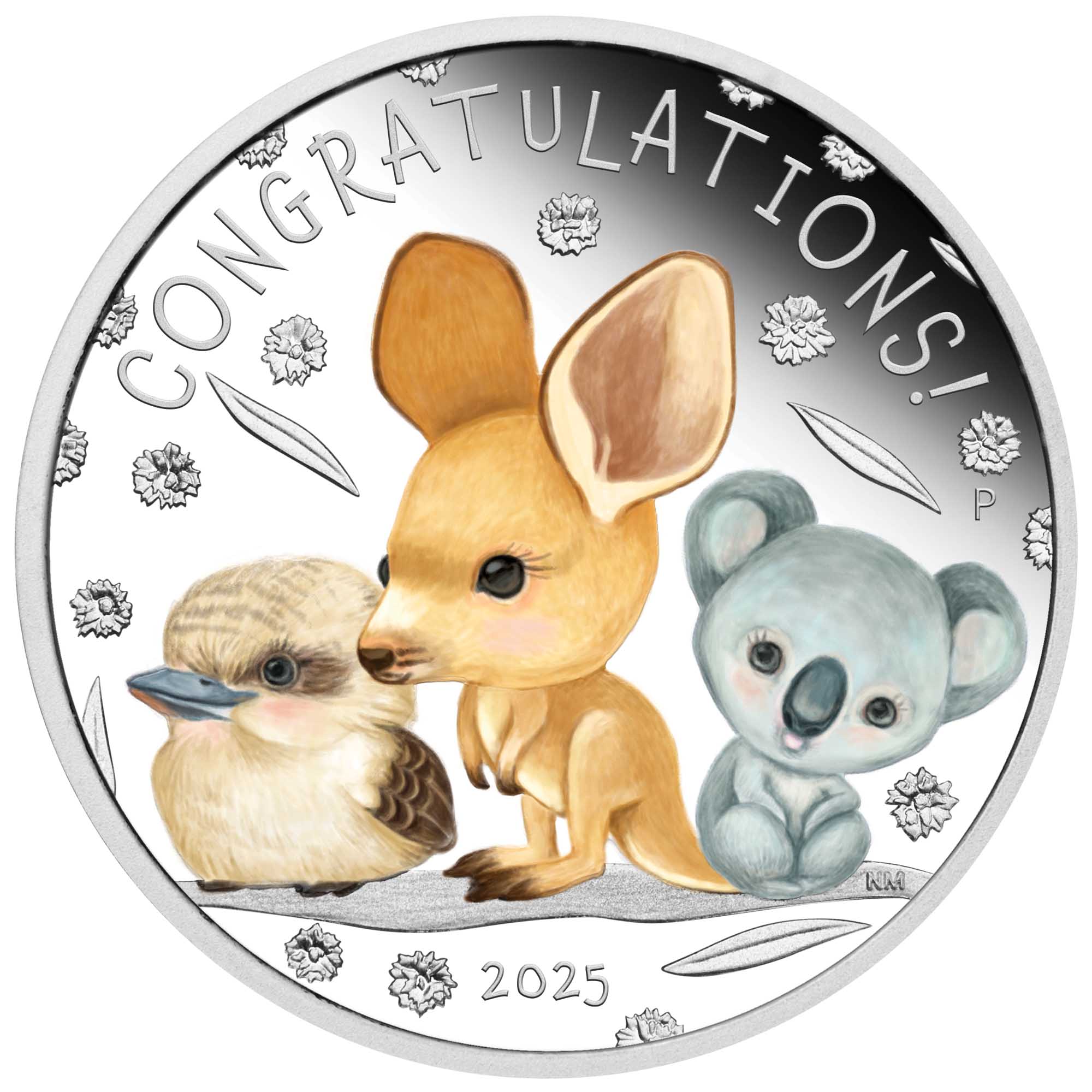 02 2025 Newborn 1 2oz Silver Proof Coloured Coin Straight On HighRes