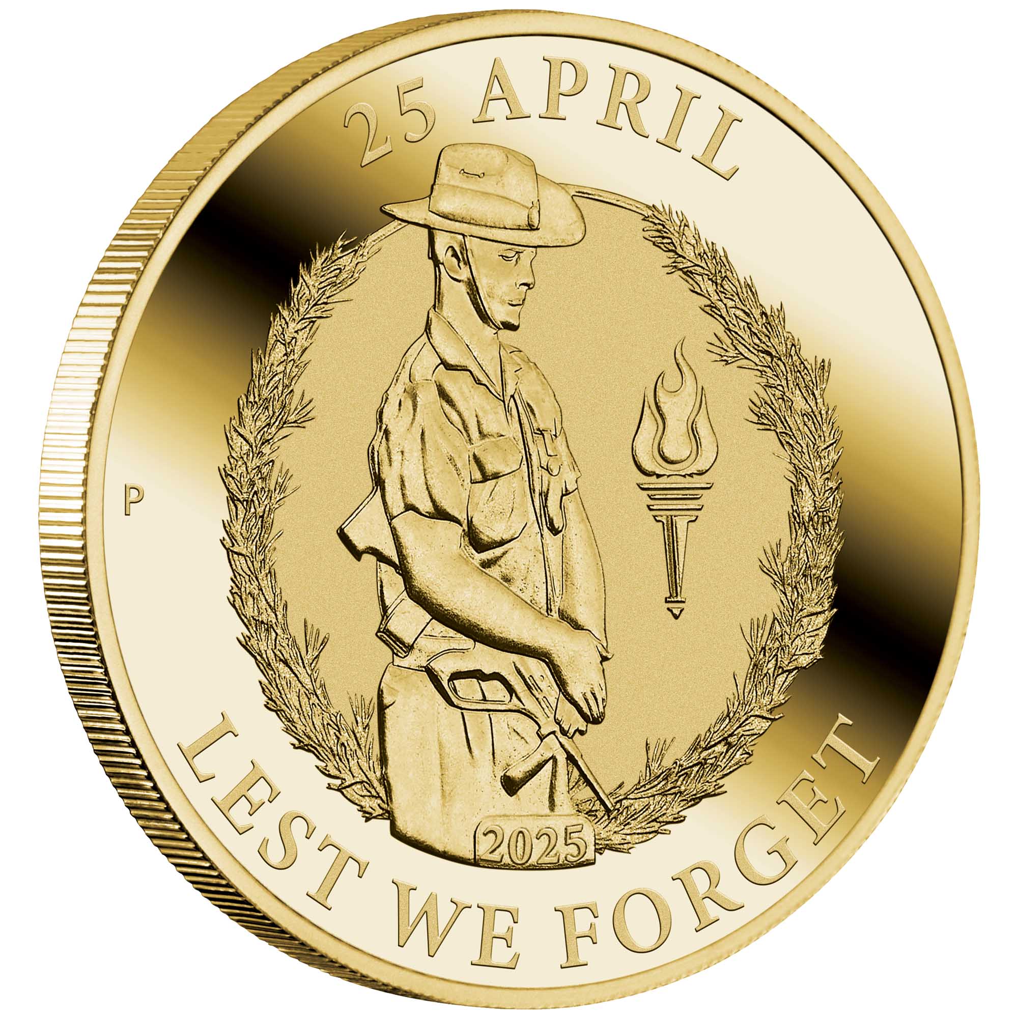01 2025 ANZAC Base Metal Coin In Card on edge HighRes