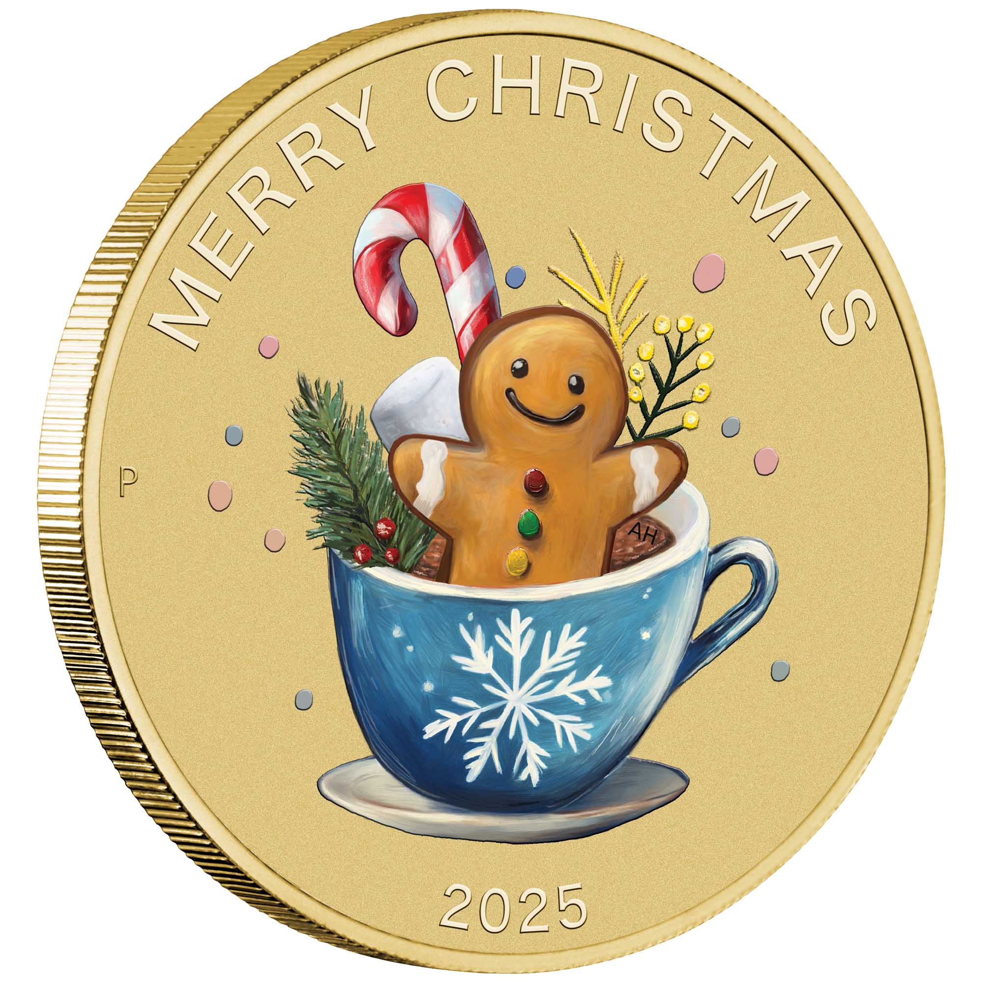 02 Christmas Gingerbread Man 2025 BM Coloured Coin on Edge HighRes