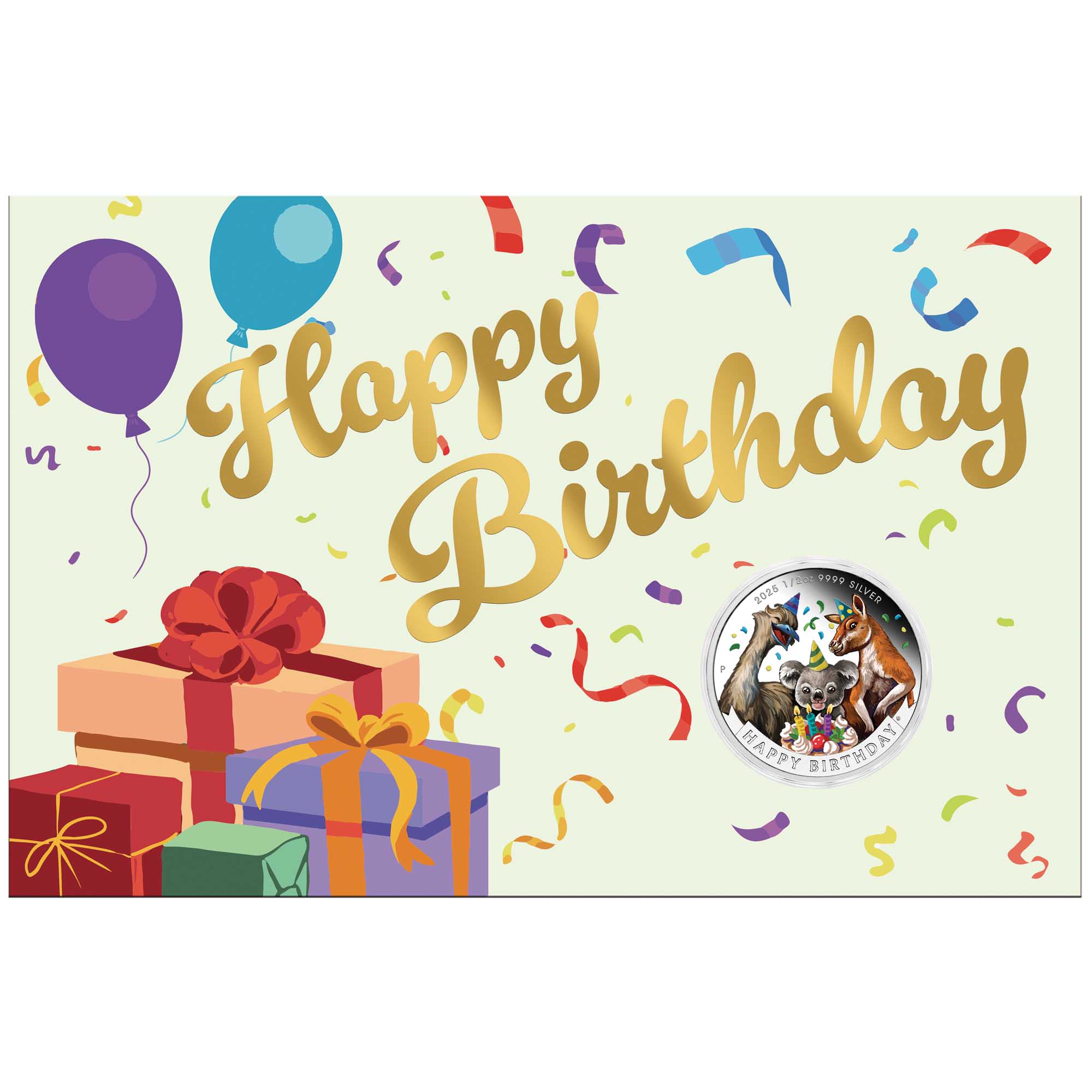 00 2025 Happy Birthday 1 2oz Silver Proof Coloured Coin In Card Front HighRes