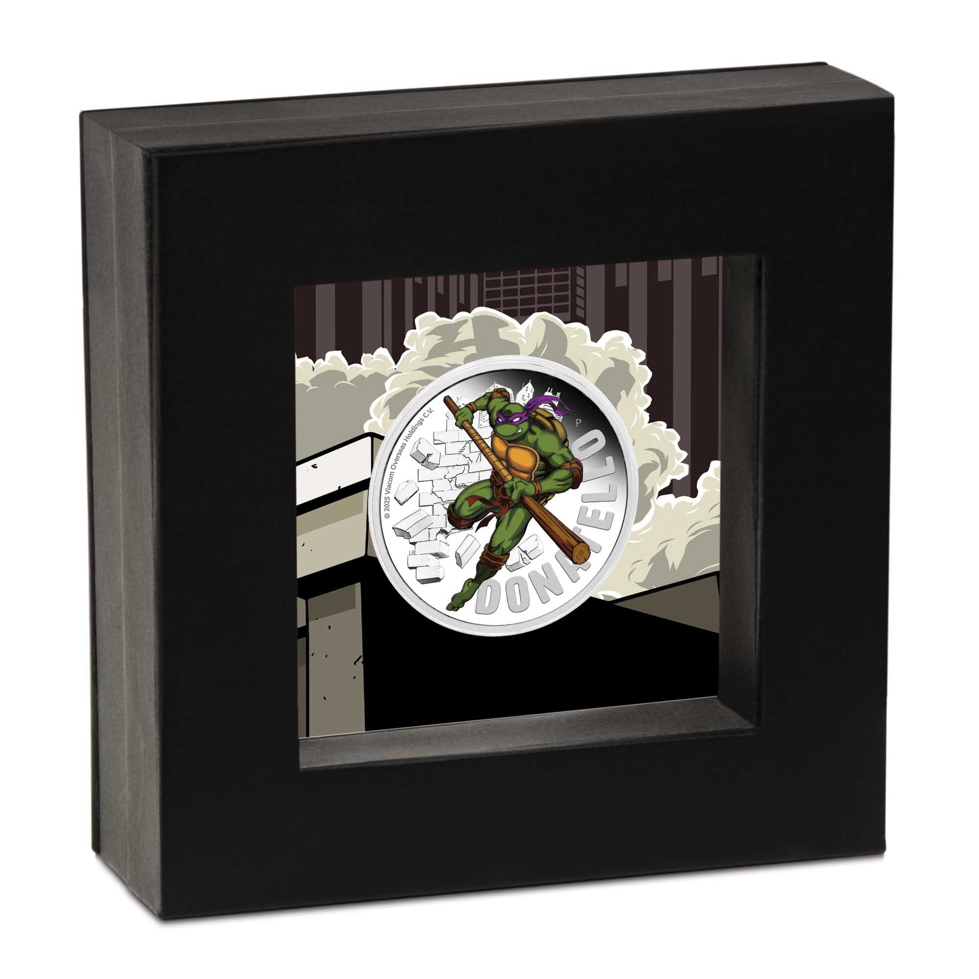 04 Teenage Mutant Ninja Turtles Donatello 2025 1oz Silver Proof Coloured Coin in case HighRes
