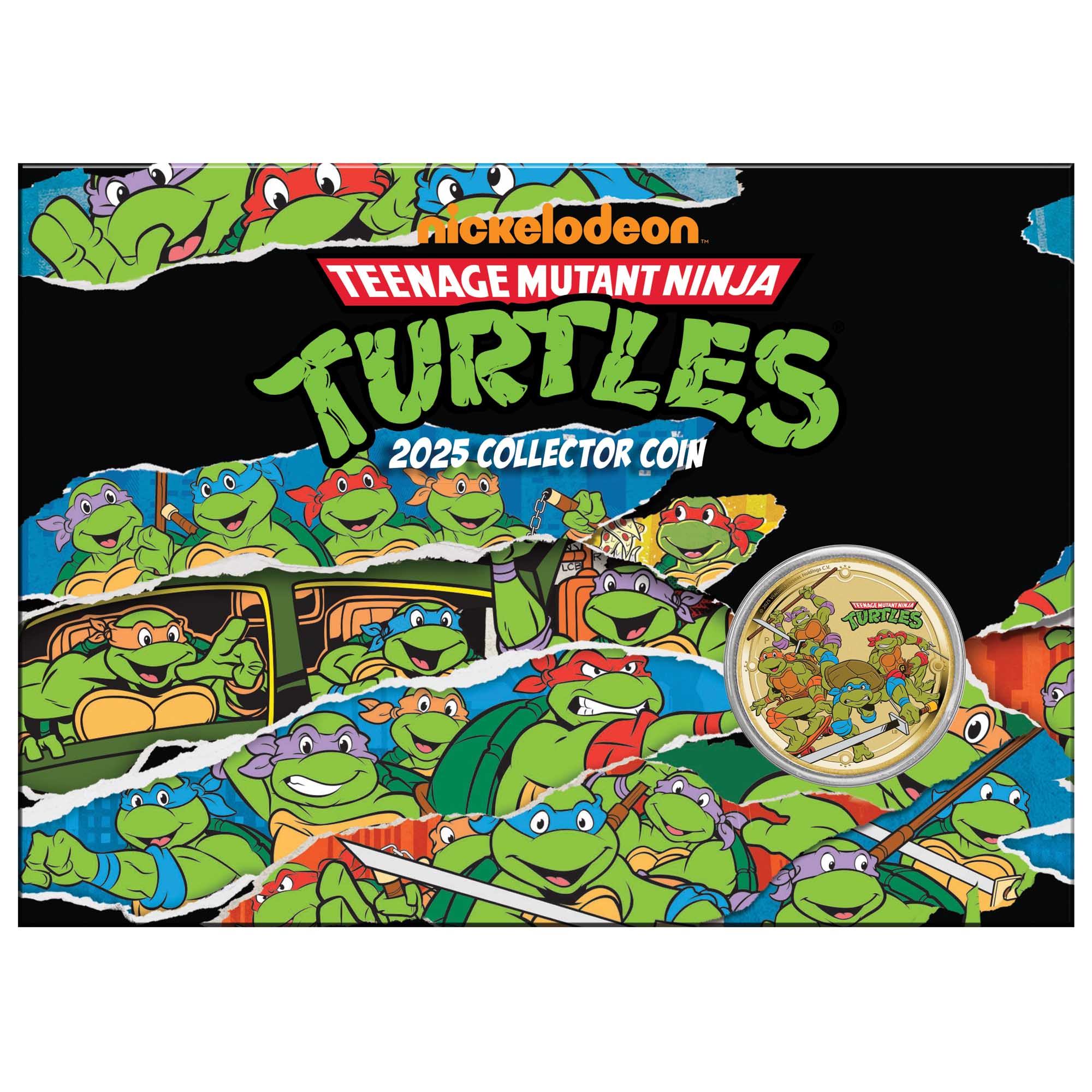 01 2025 TMNT Base Metal Coloured Coin in Card  Reverse In Card Front HighRes